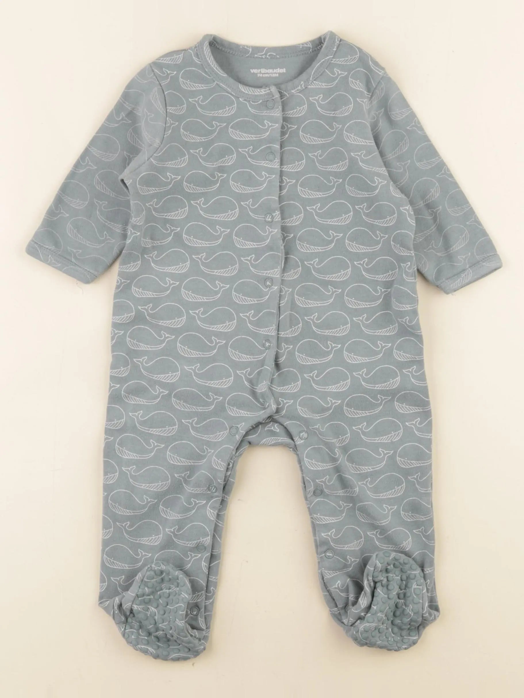 Vertbaudet - pyjama coton bleu - 12 mois