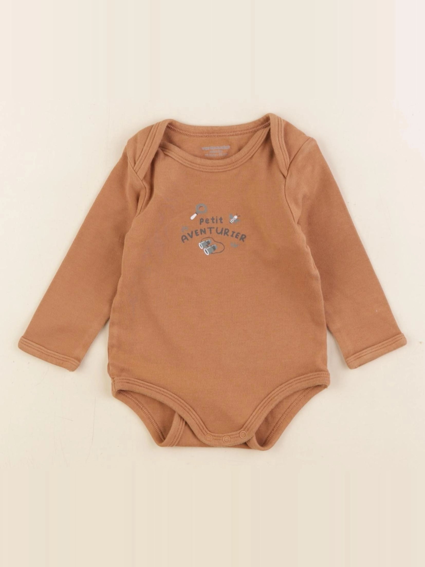 Vertbaudet - body à col marron - 12 mois