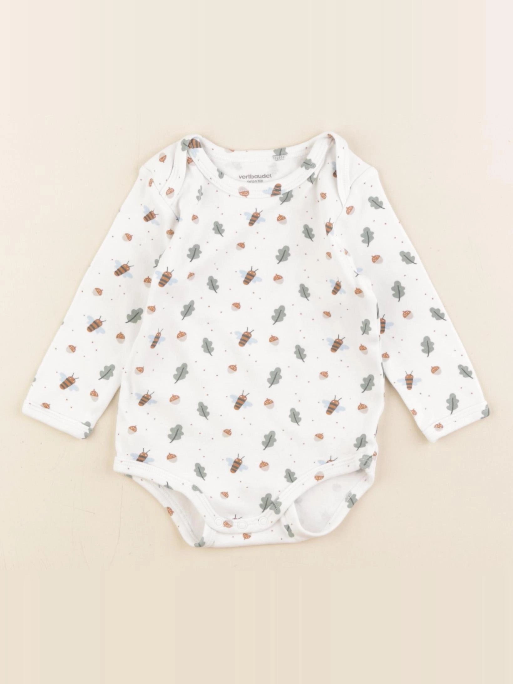 Vertbaudet - body à col blanc - 12 mois