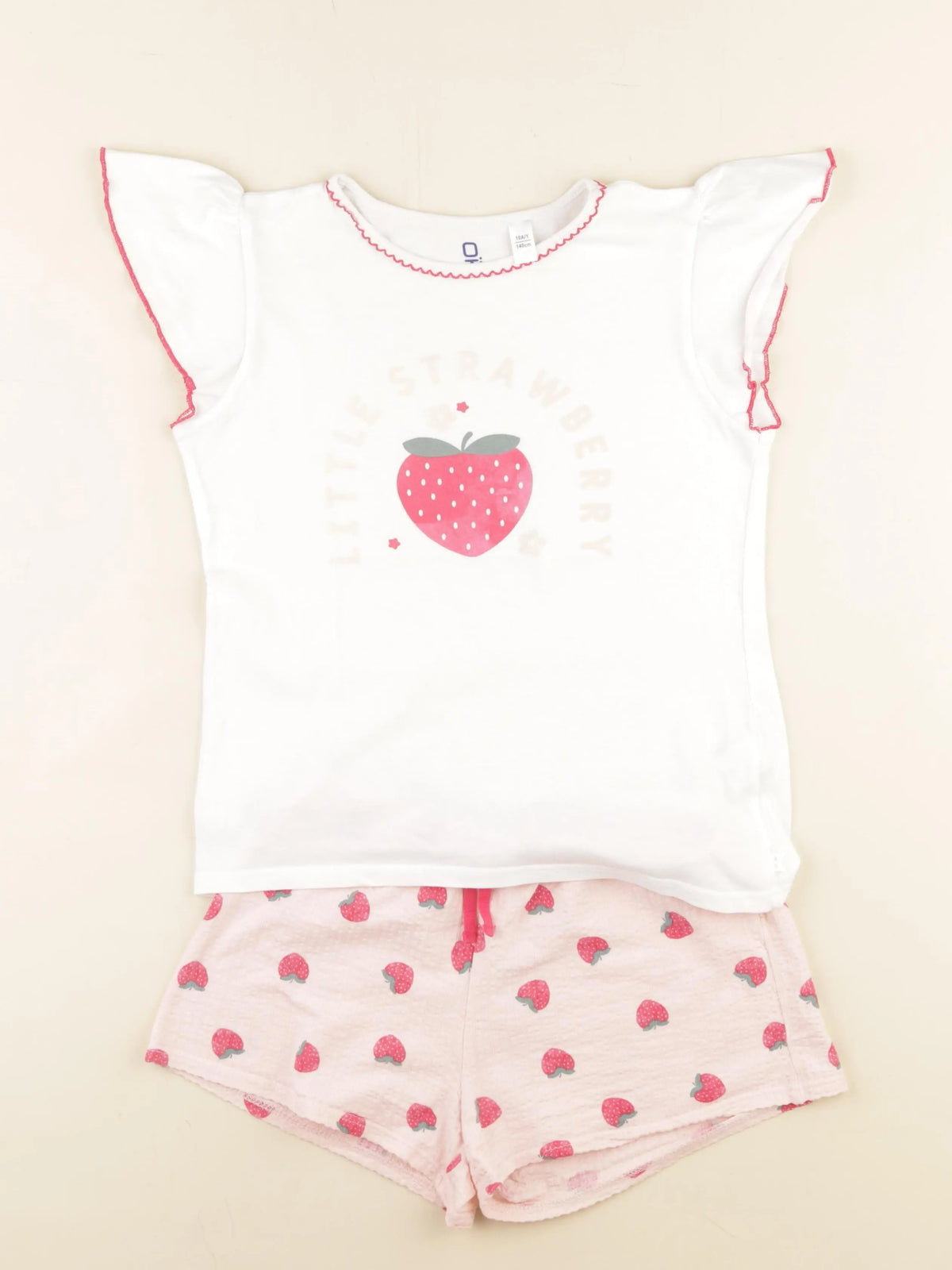 Okaidi - pyjama coton blanc, rose - 10 ans