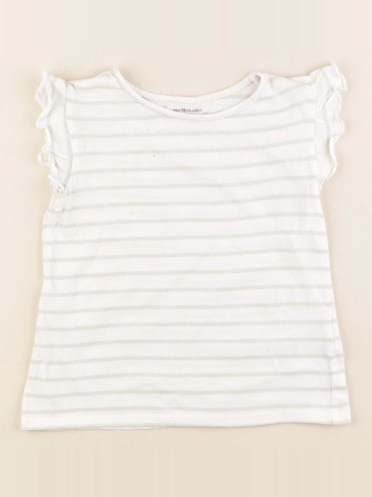 Vertbaudet - tee-shirt blanc, vert - 4 ans