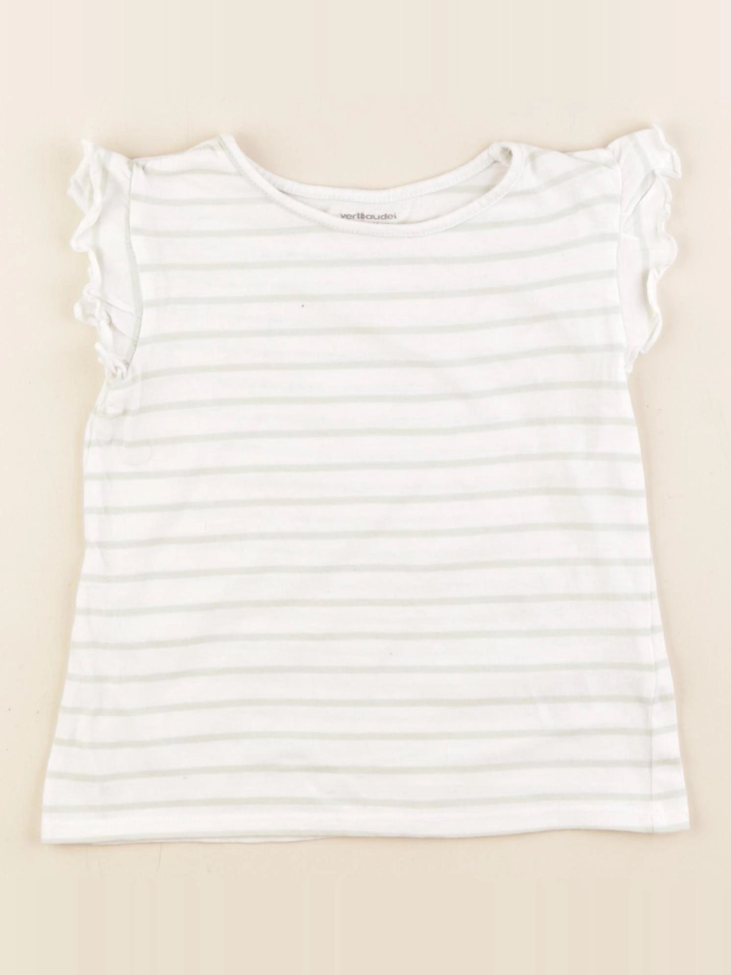 Vertbaudet - tee-shirt blanc, vert - 4 ans