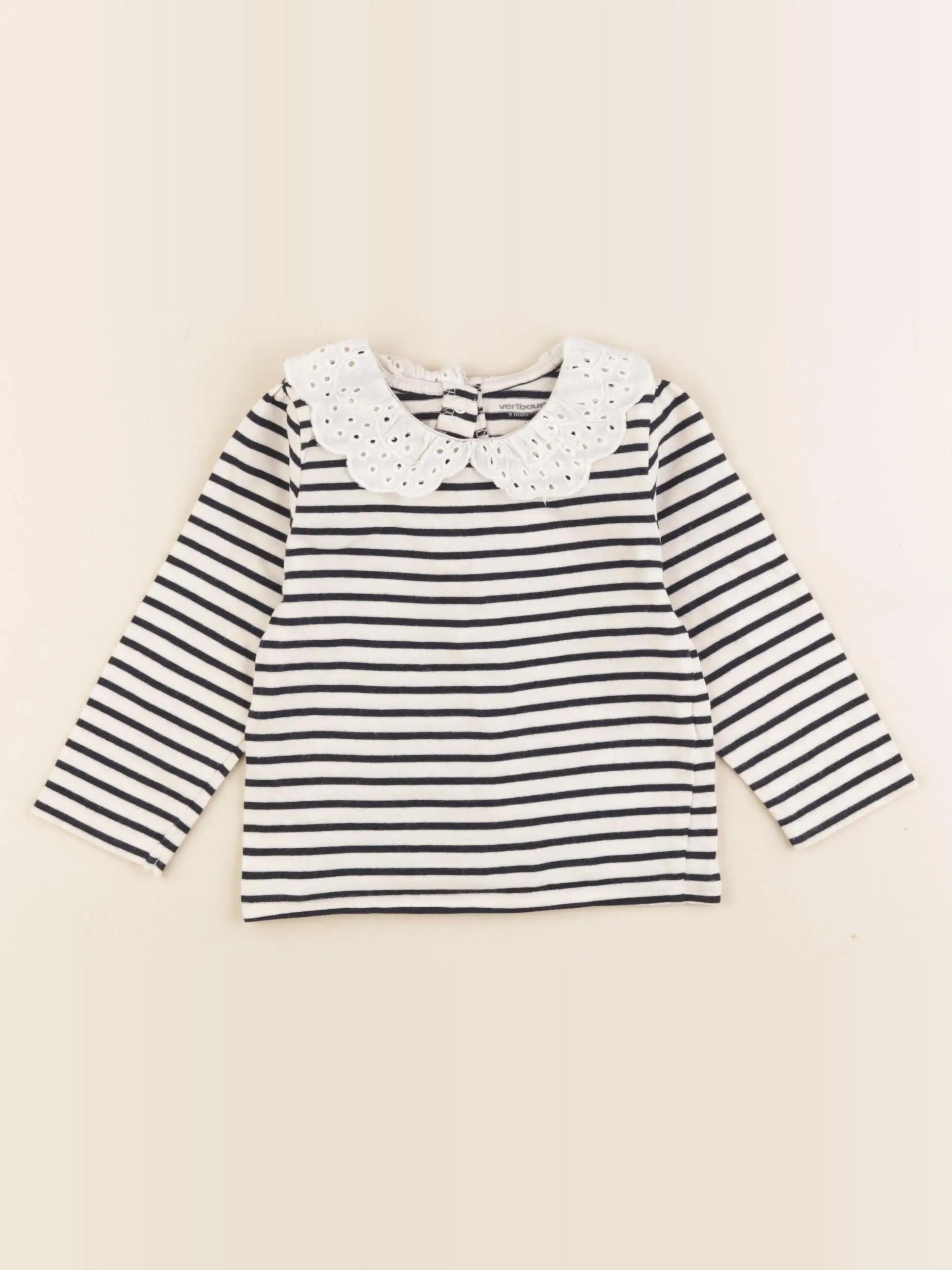 Vertbaudet - tee-shirt bleu, blanc - 9 mois