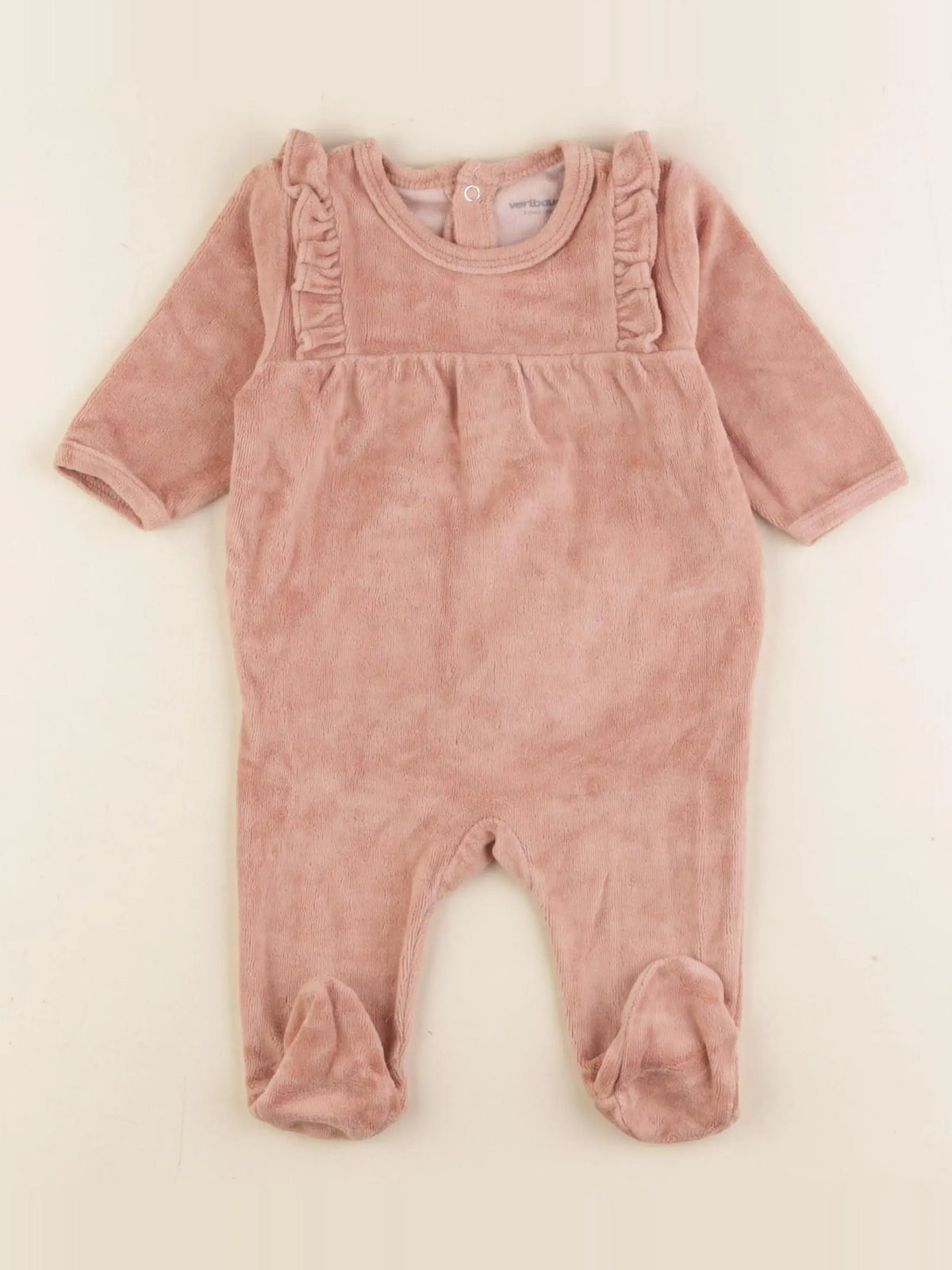 Vertbaudet - pyjama velours rose - 3 mois