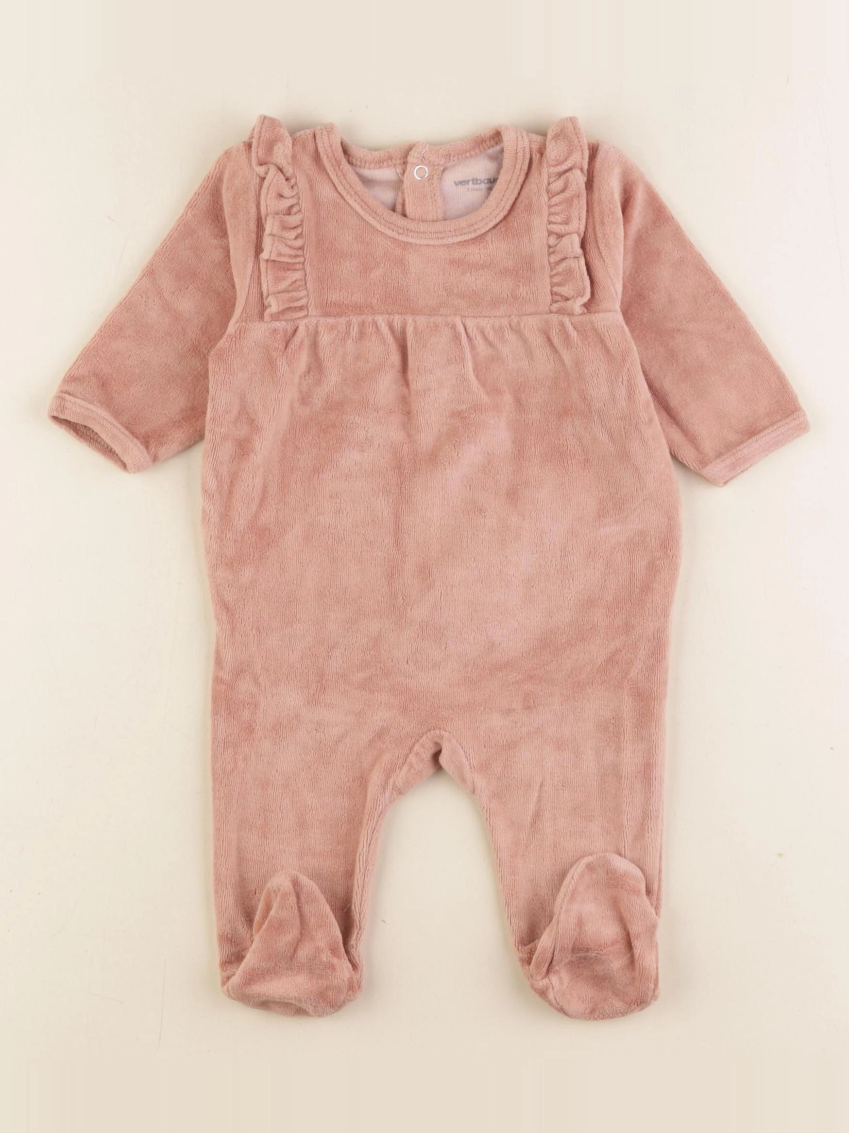 Vertbaudet - pyjama velours rose - 3 mois