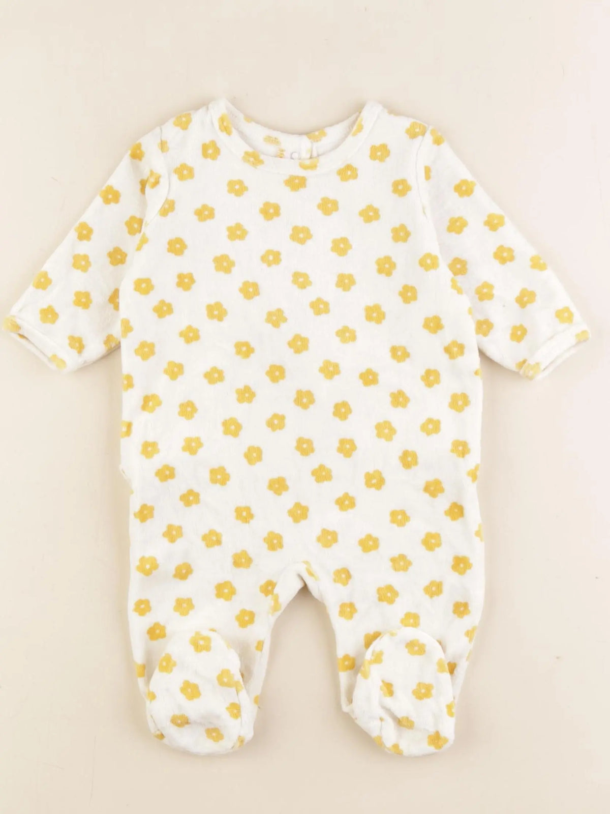 Vertbaudet - pyjama velours jaune - 3 mois