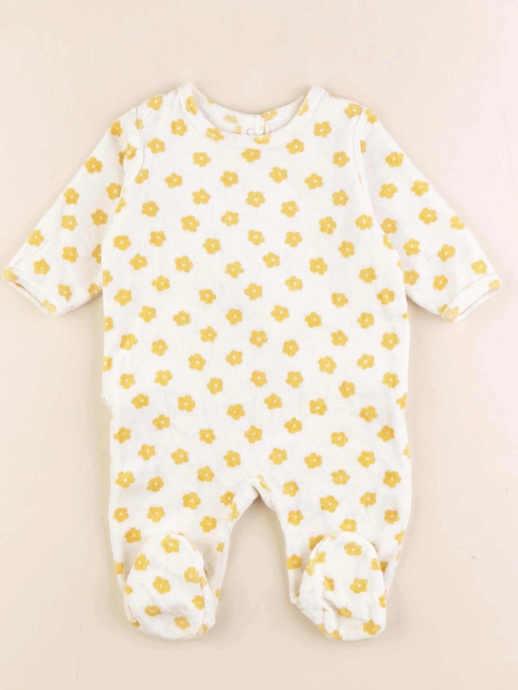Vertbaudet - pyjama velours jaune - 3 mois