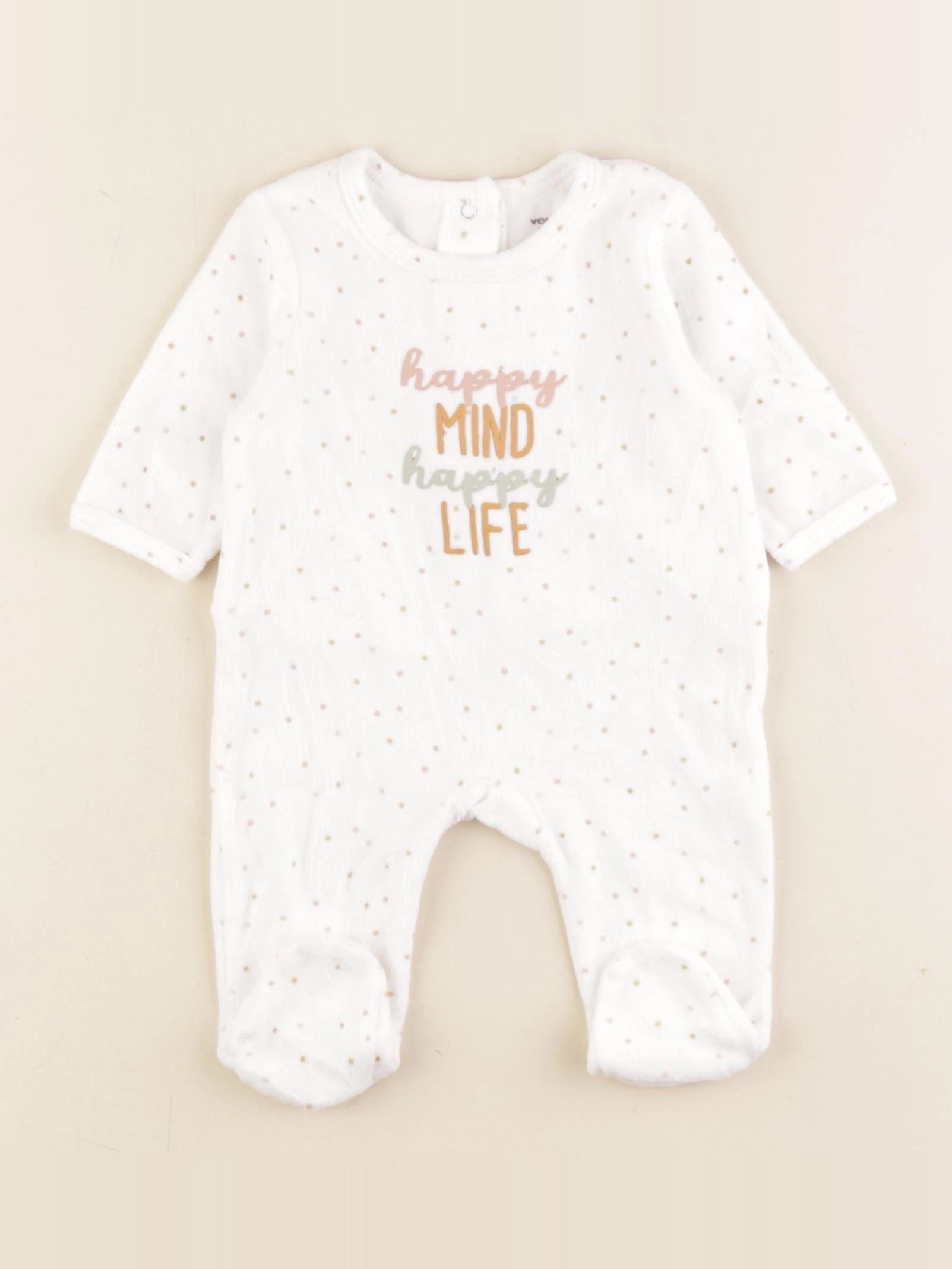 Vertbaudet - pyjama velours blanc - 1 mois