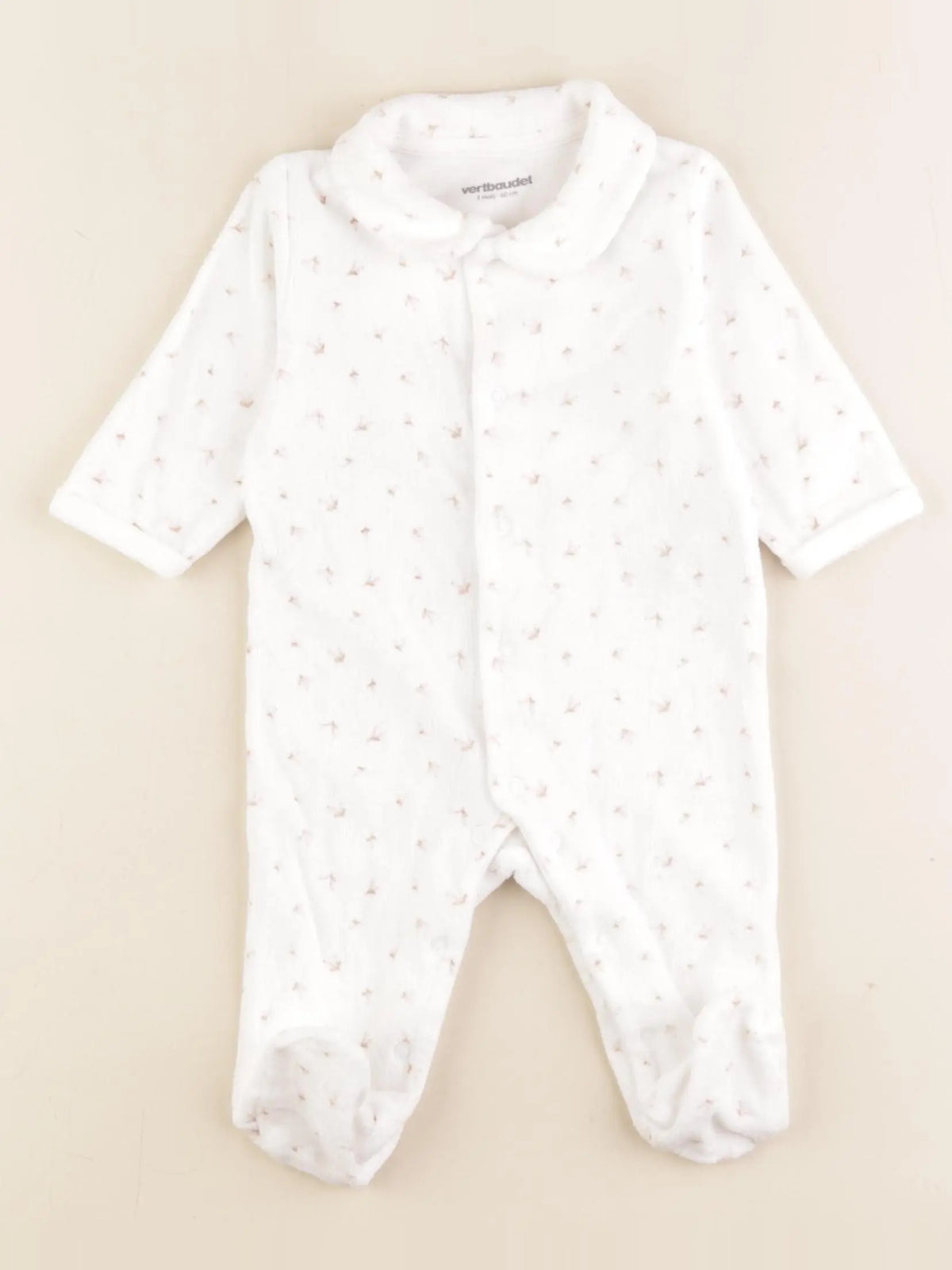 Vertbaudet - pyjama velours blanc - 3 mois