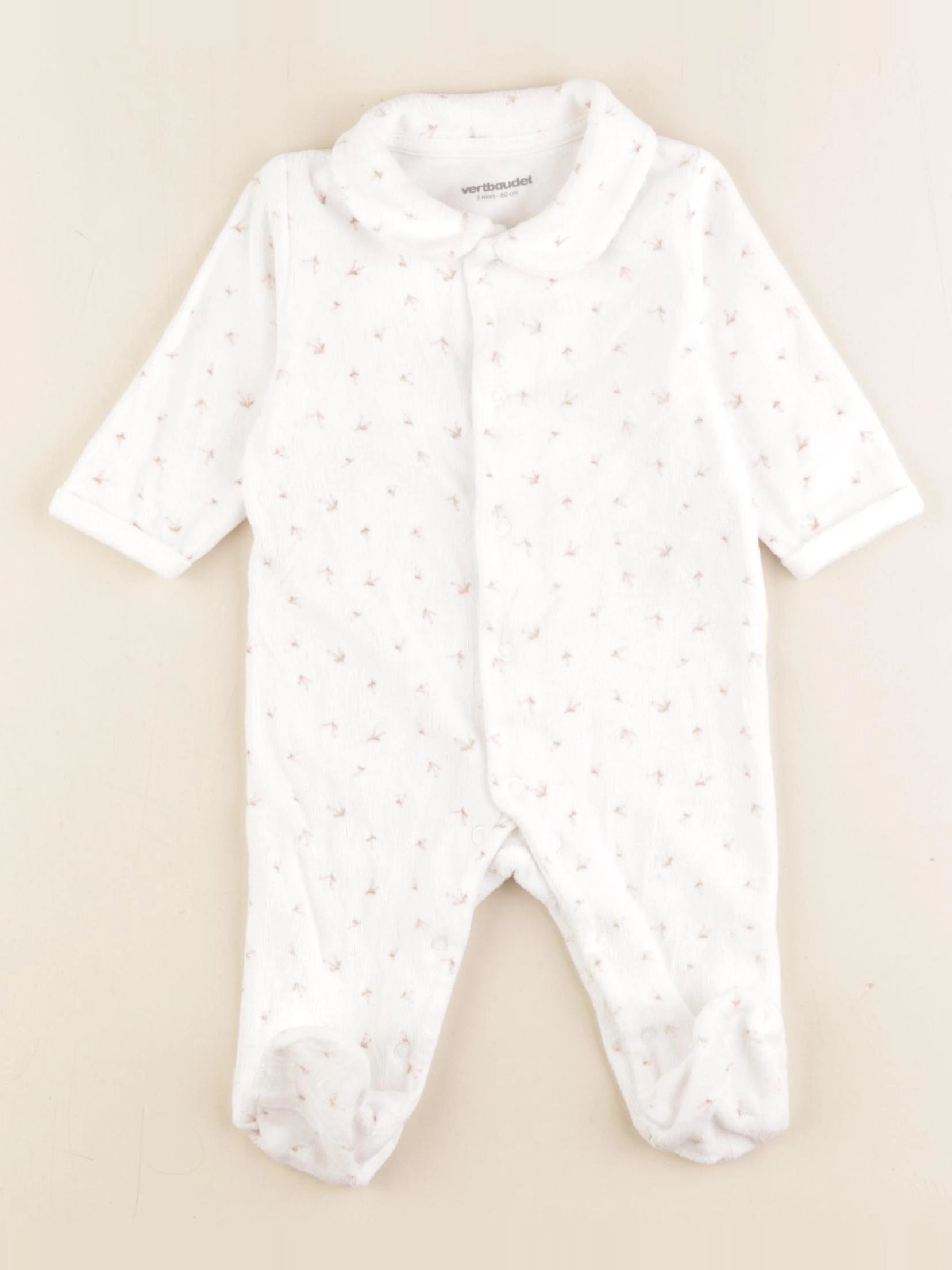 Vertbaudet - pyjama velours blanc - 3 mois