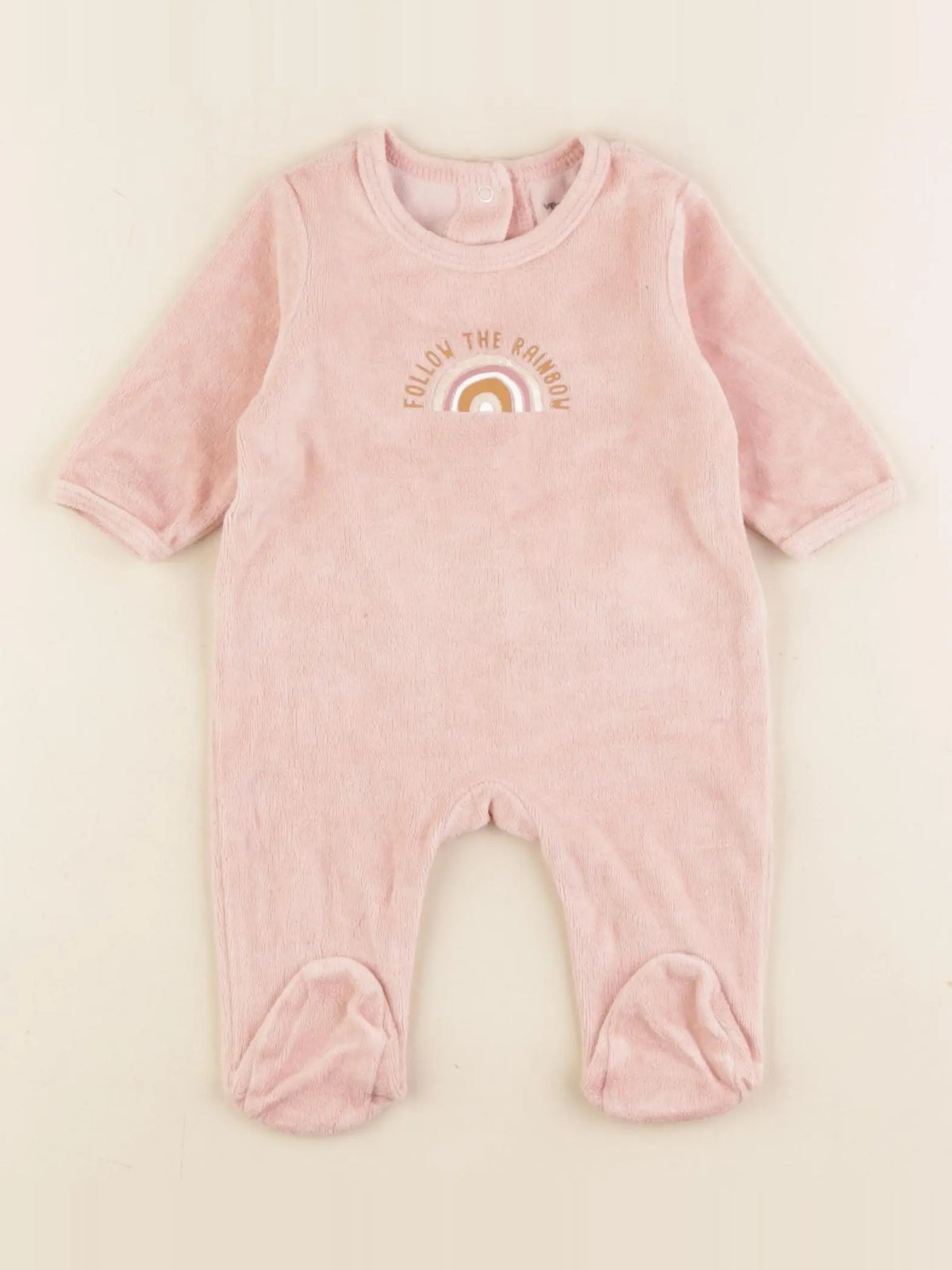 Vertbaudet - pyjama velours rose - 1 mois