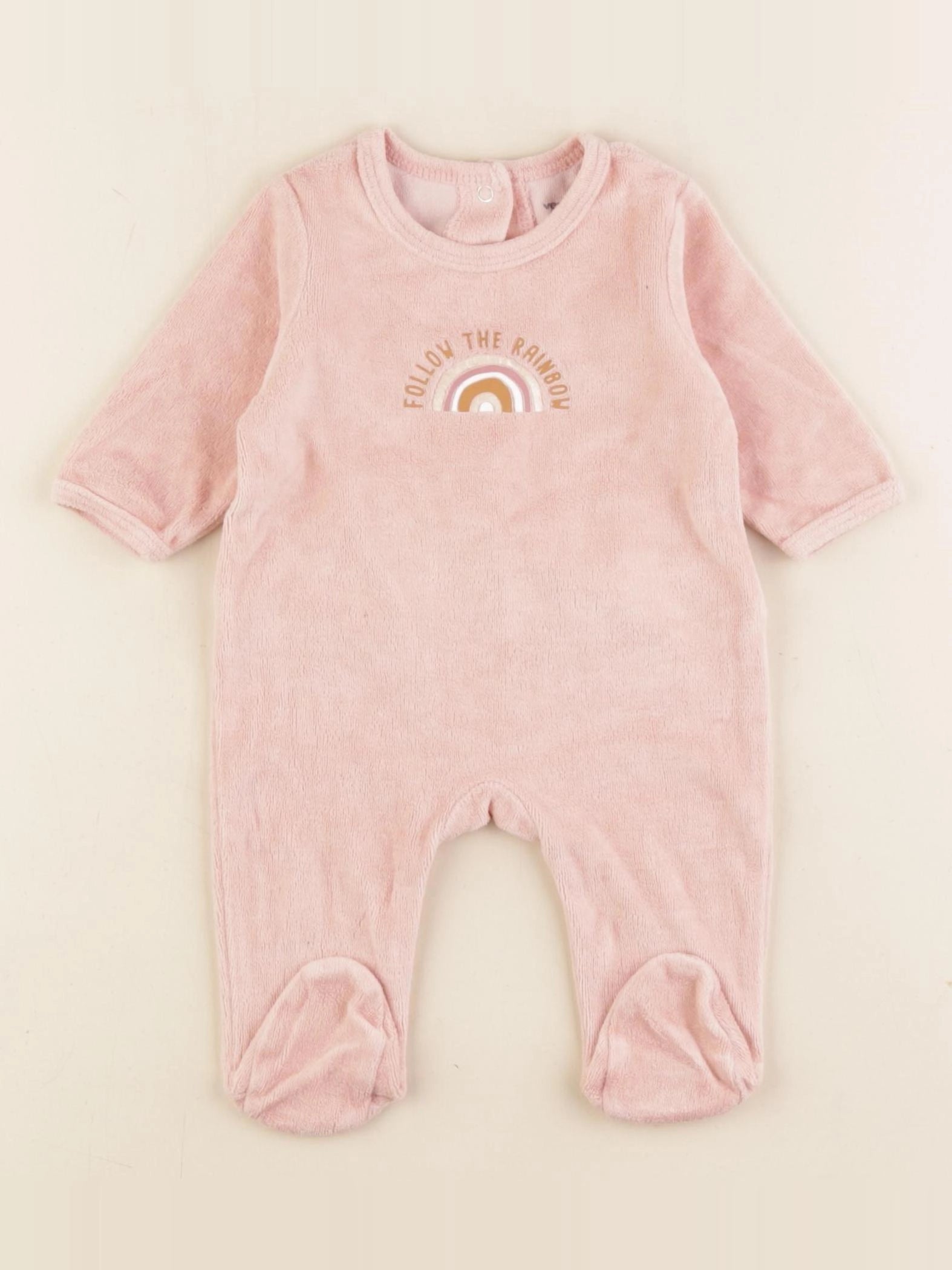 Vertbaudet - pyjama velours rose - 1 mois