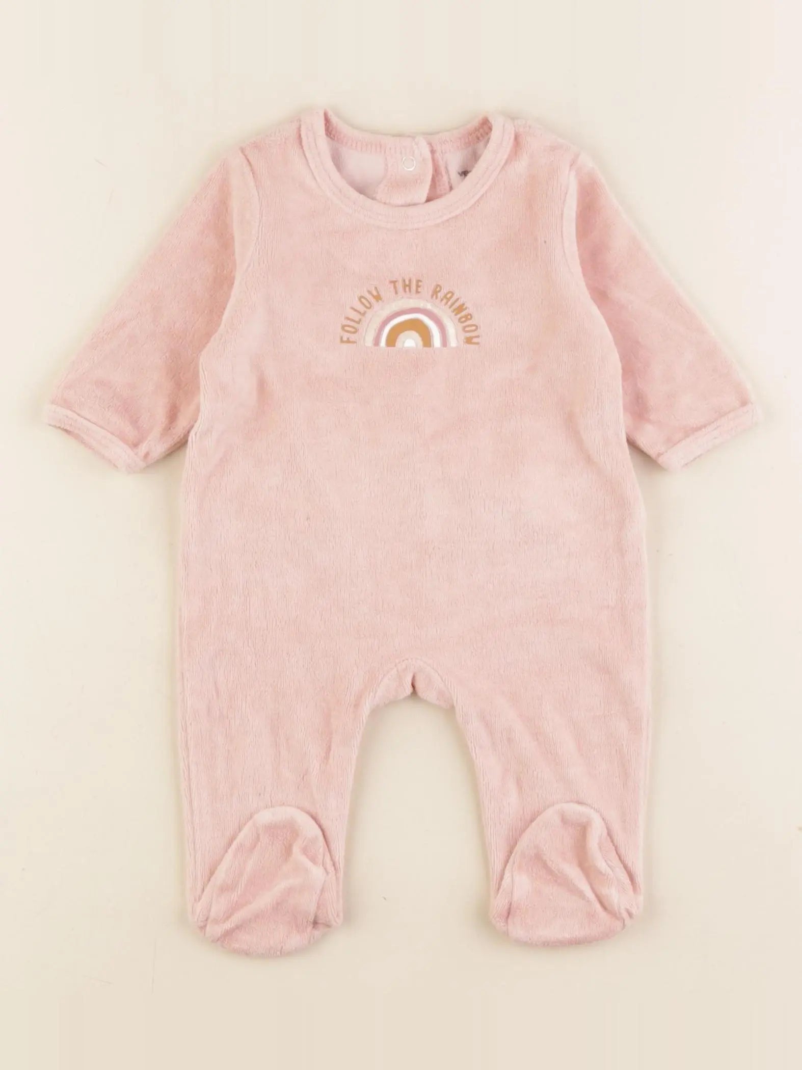 Vertbaudet - pyjama velours rose - 1 mois