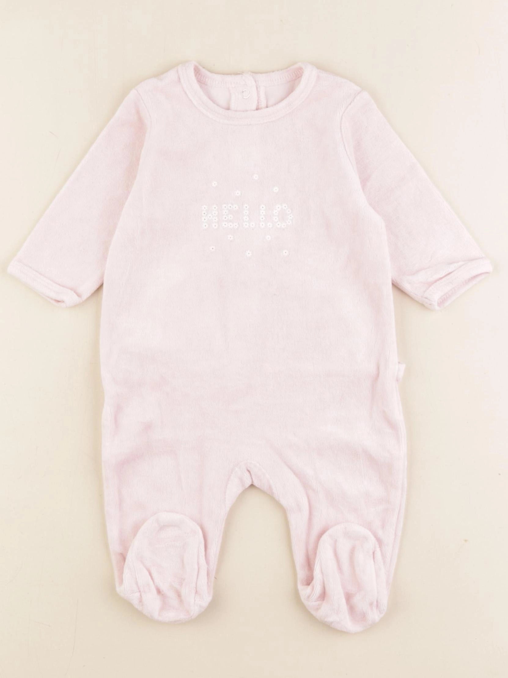 Vertbaudet - pyjama velours rose - 3 mois