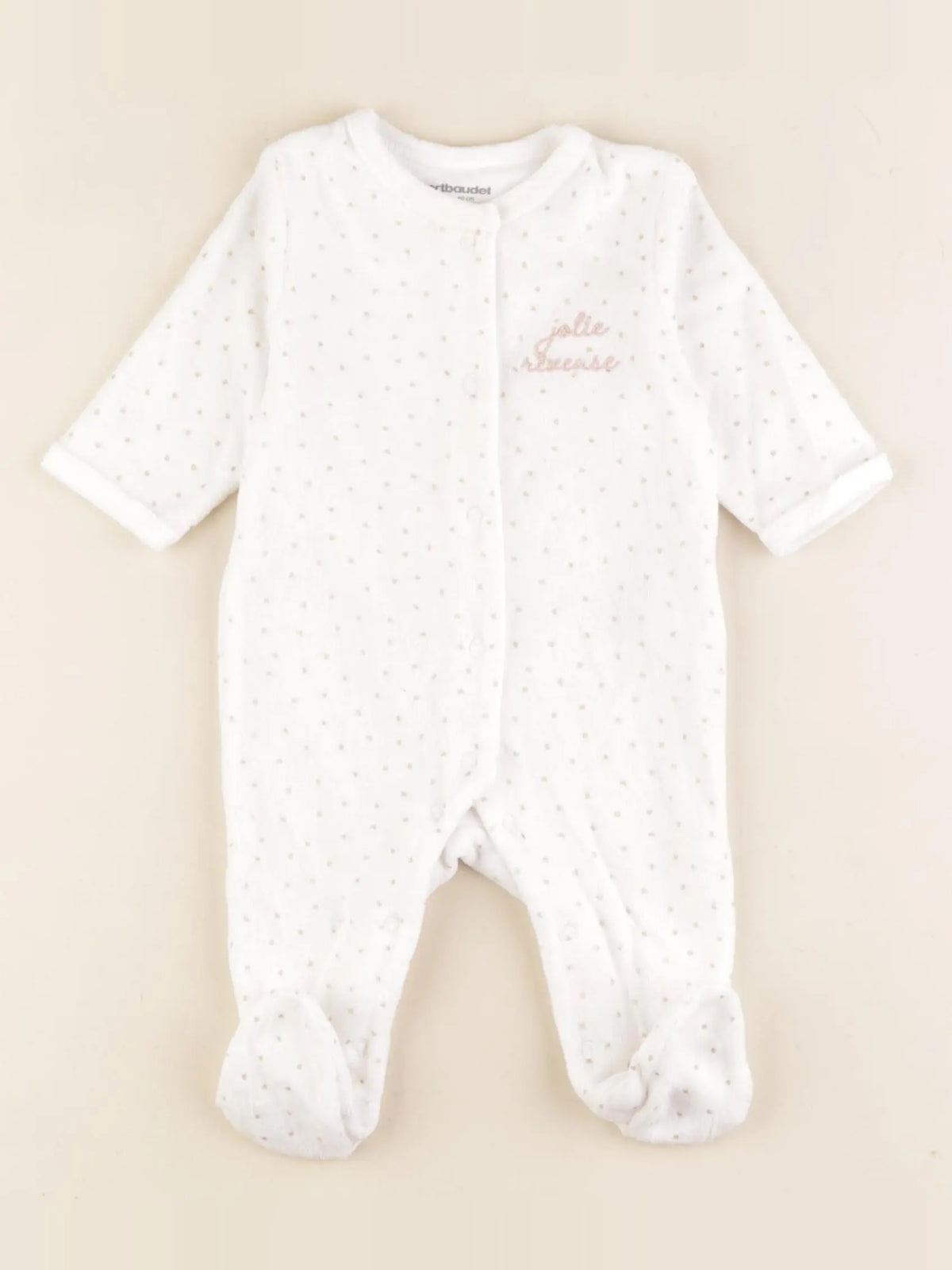 Vertbaudet - pyjama velours blanc - 3 mois