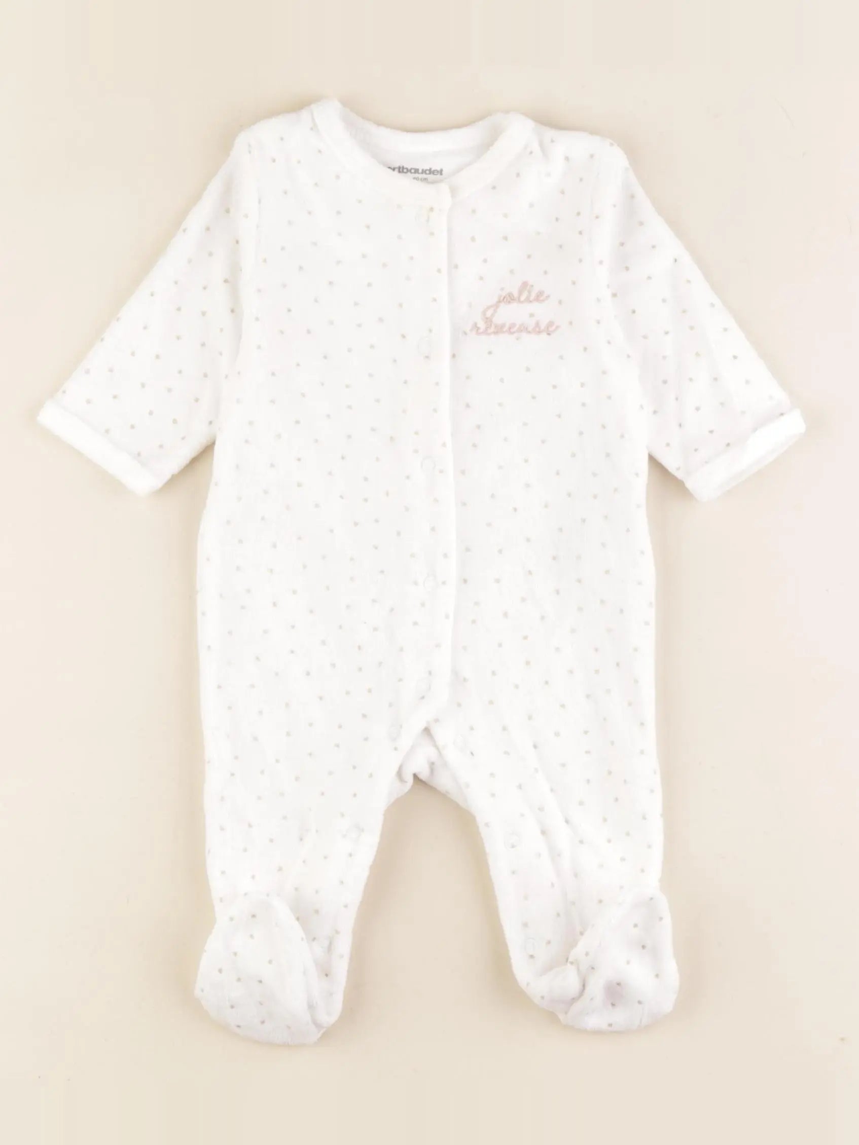 Vertbaudet - pyjama velours blanc - 3 mois