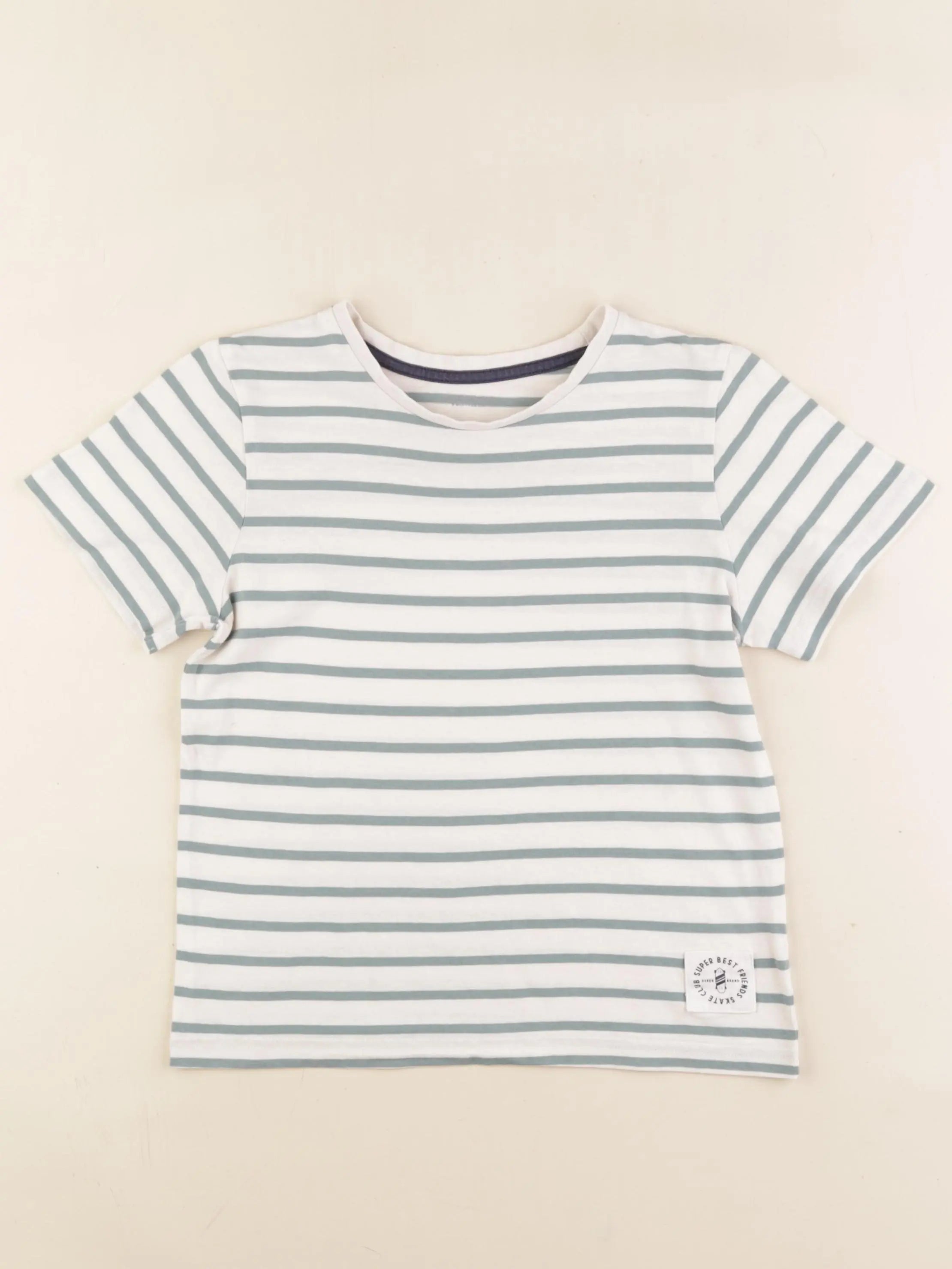Vertbaudet - tee-shirt blanc, vert - 8 ans