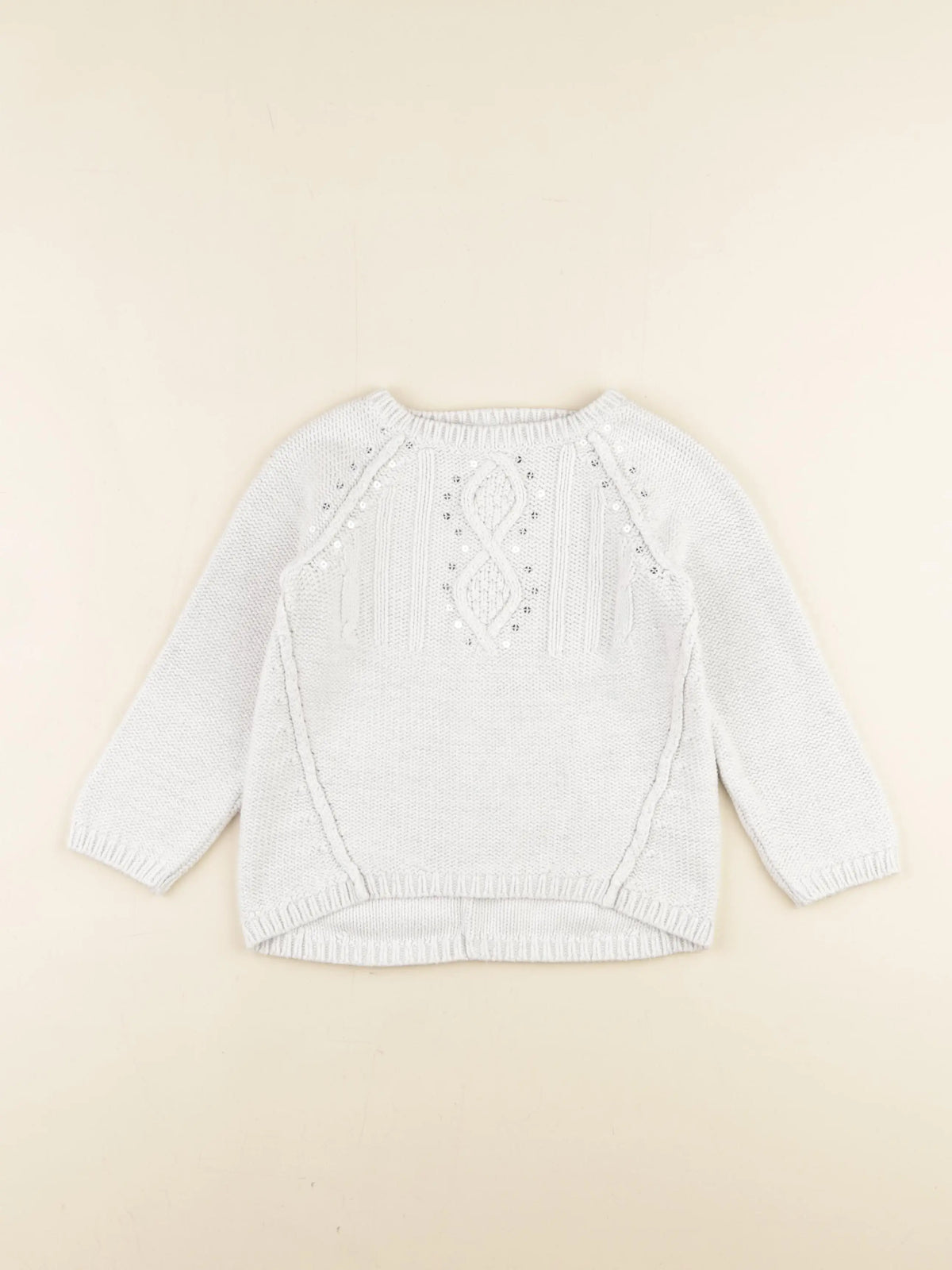 Vertbaudet - pull argent, blanc - 5 ans