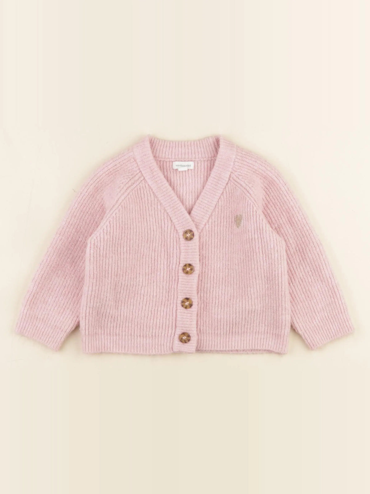 Vertbaudet - gilet rose, or - 12 mois