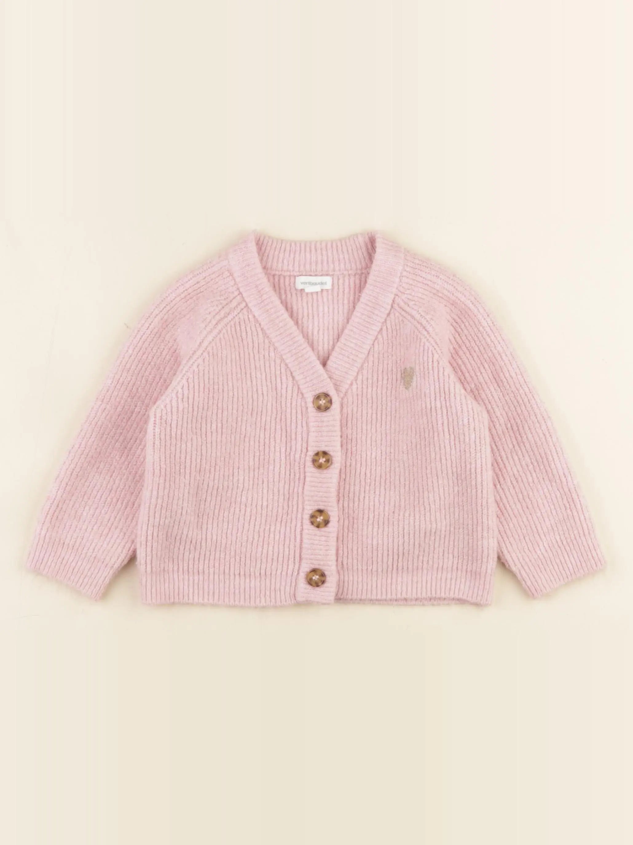 Vertbaudet - gilet rose, or - 12 mois