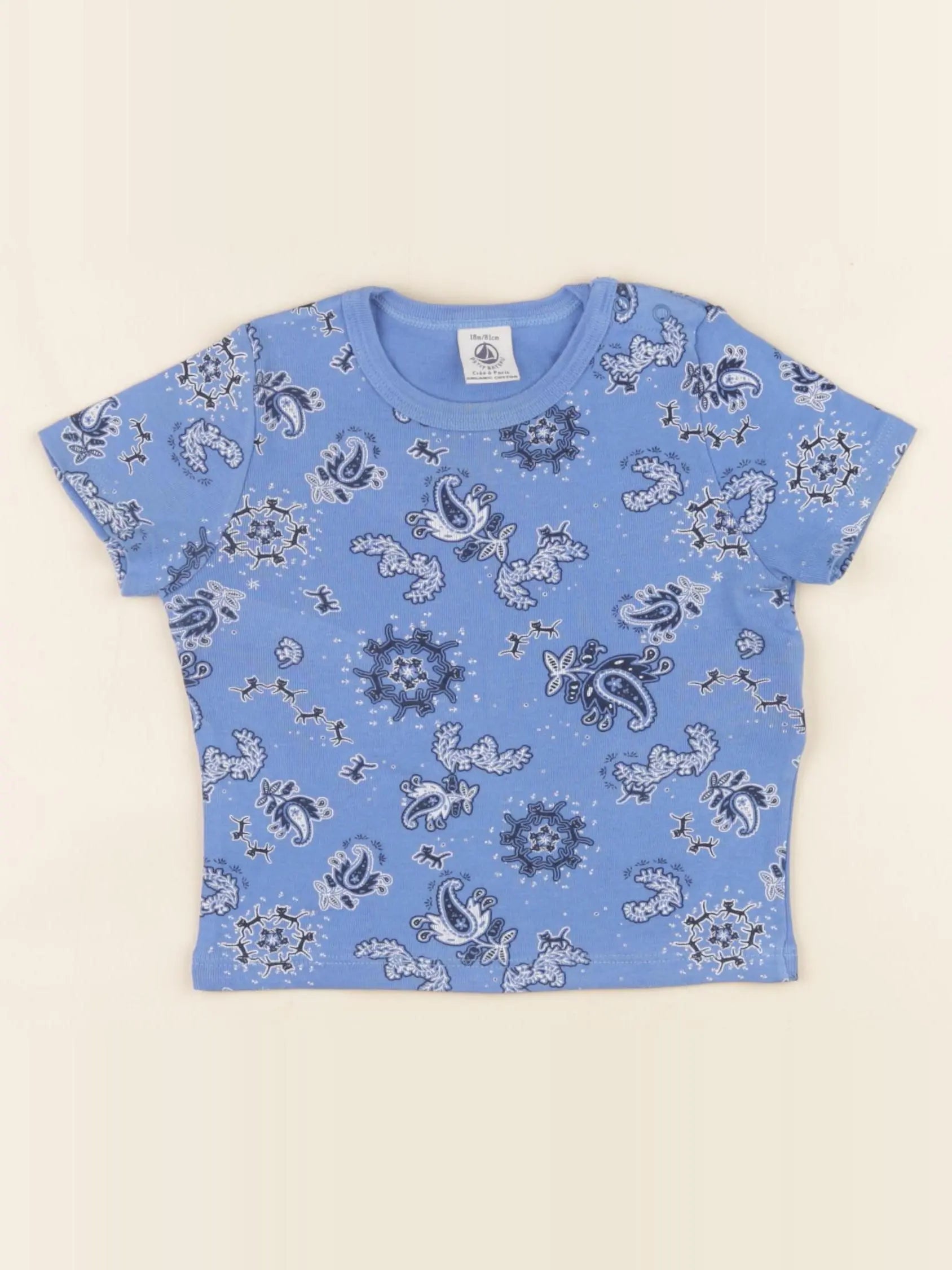 Petit Bateau - tee-shirt bleu - 18 mois