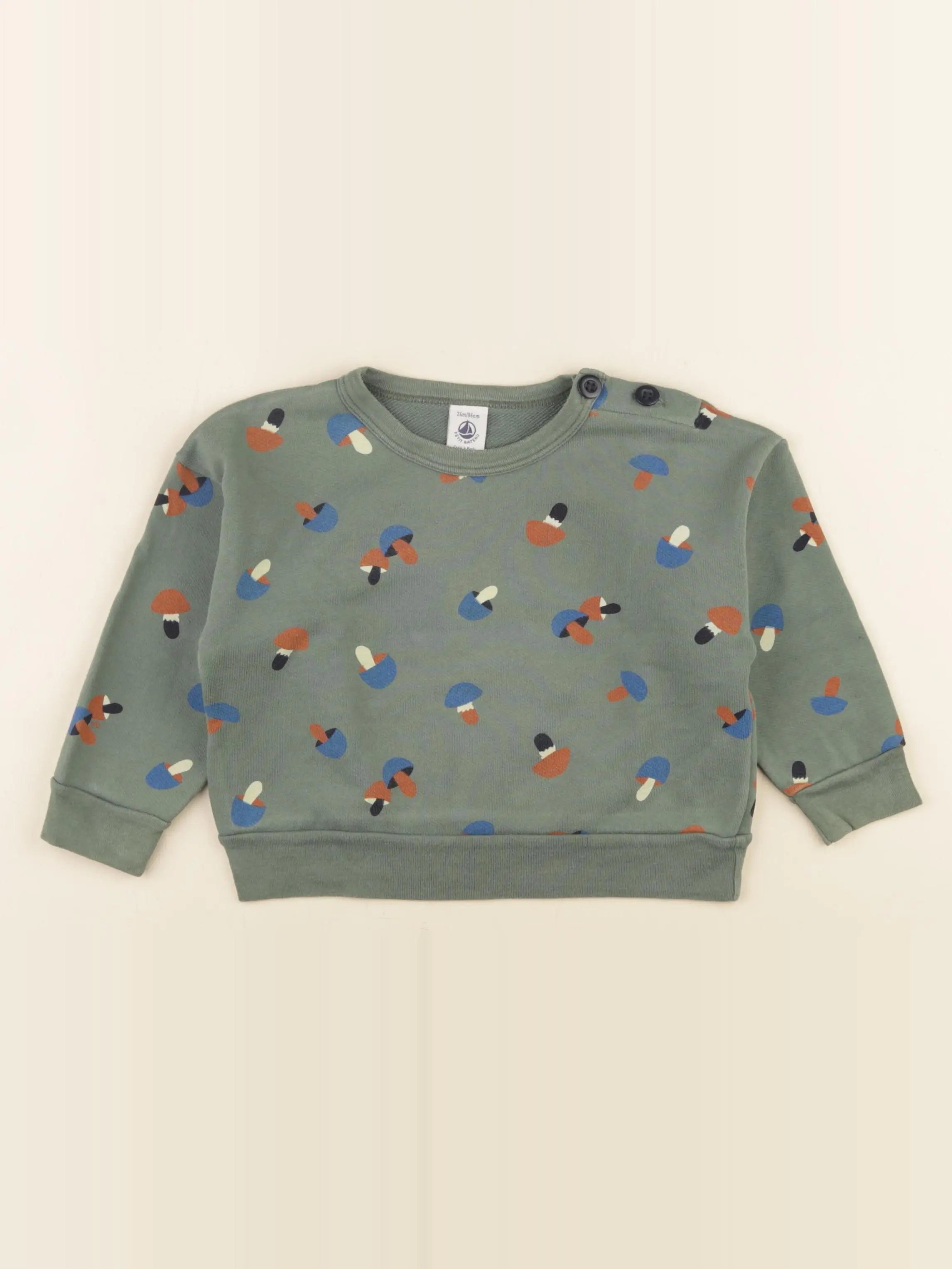 Petit Bateau - sweat vert - 24 mois