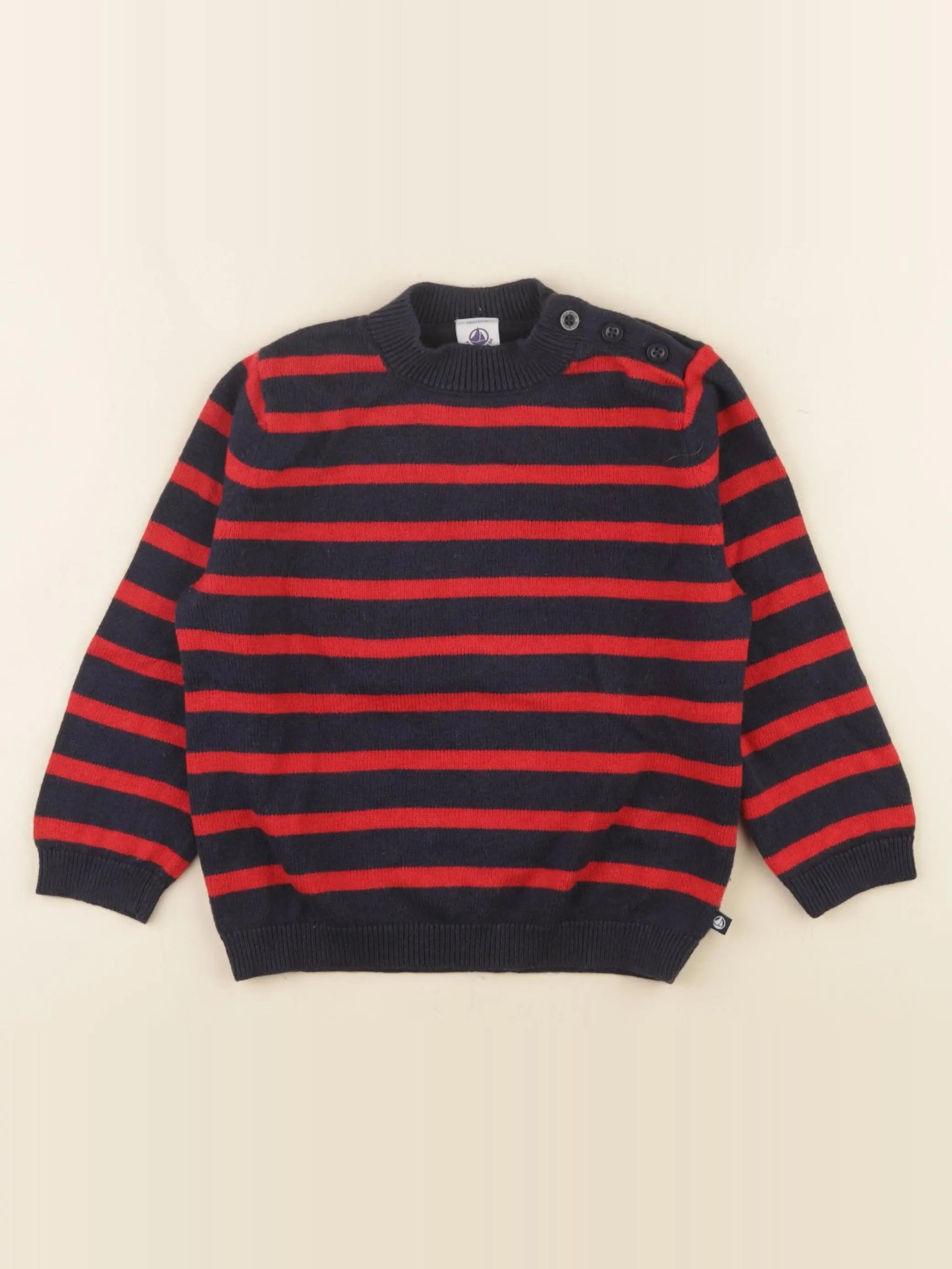 Petit Bateau - pull bleu, rouge - 36 mois