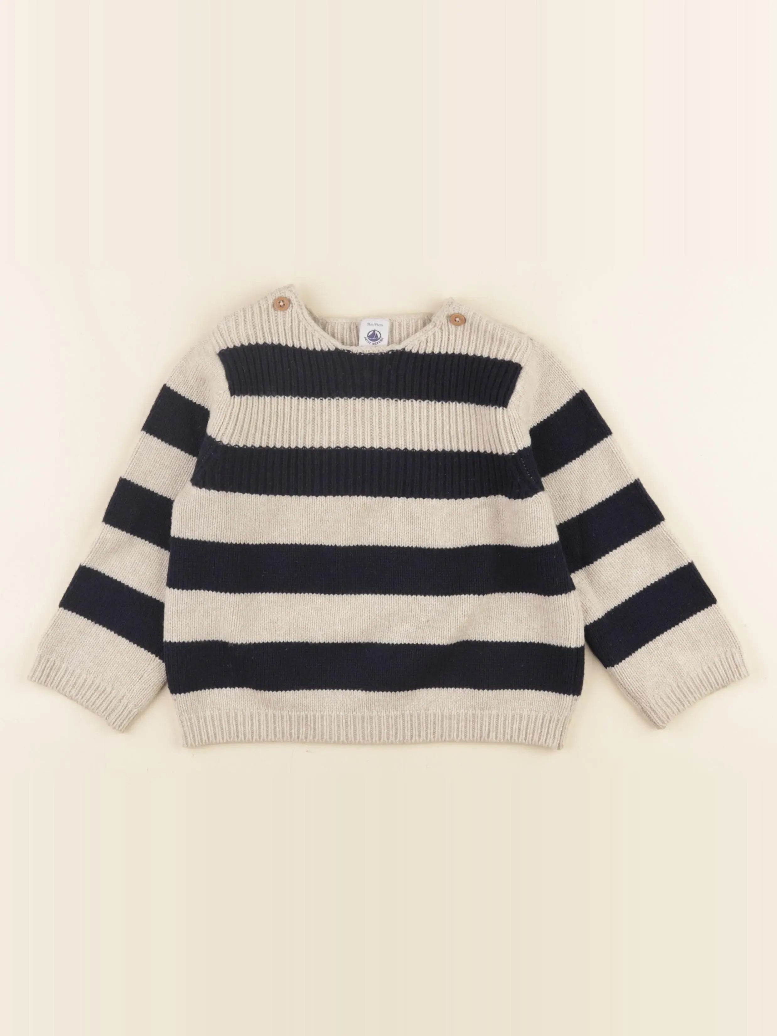 Petit Bateau - pull beige, bleu - 36 mois