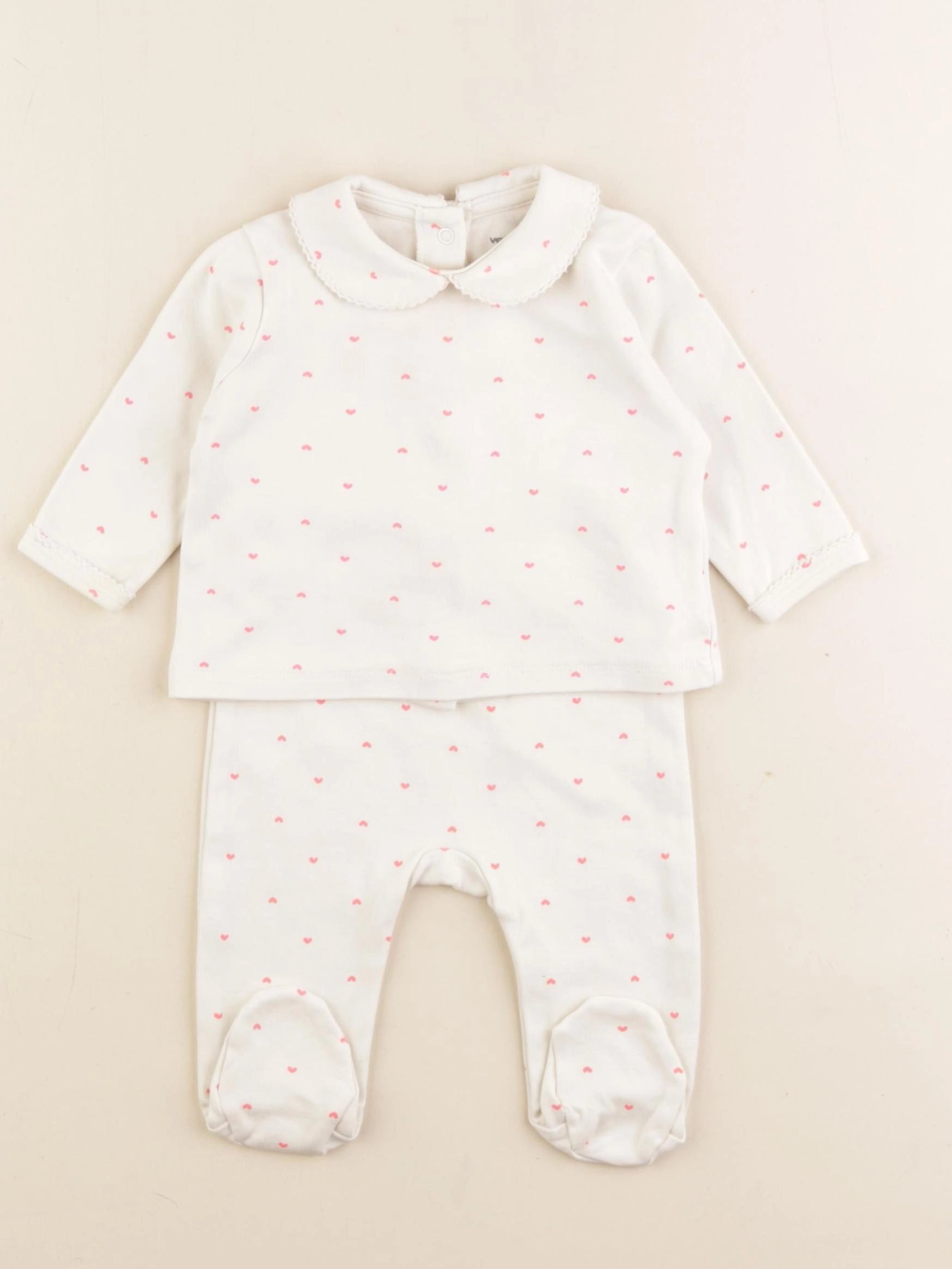 Vertbaudet - pyjama coton blanc - 3 mois