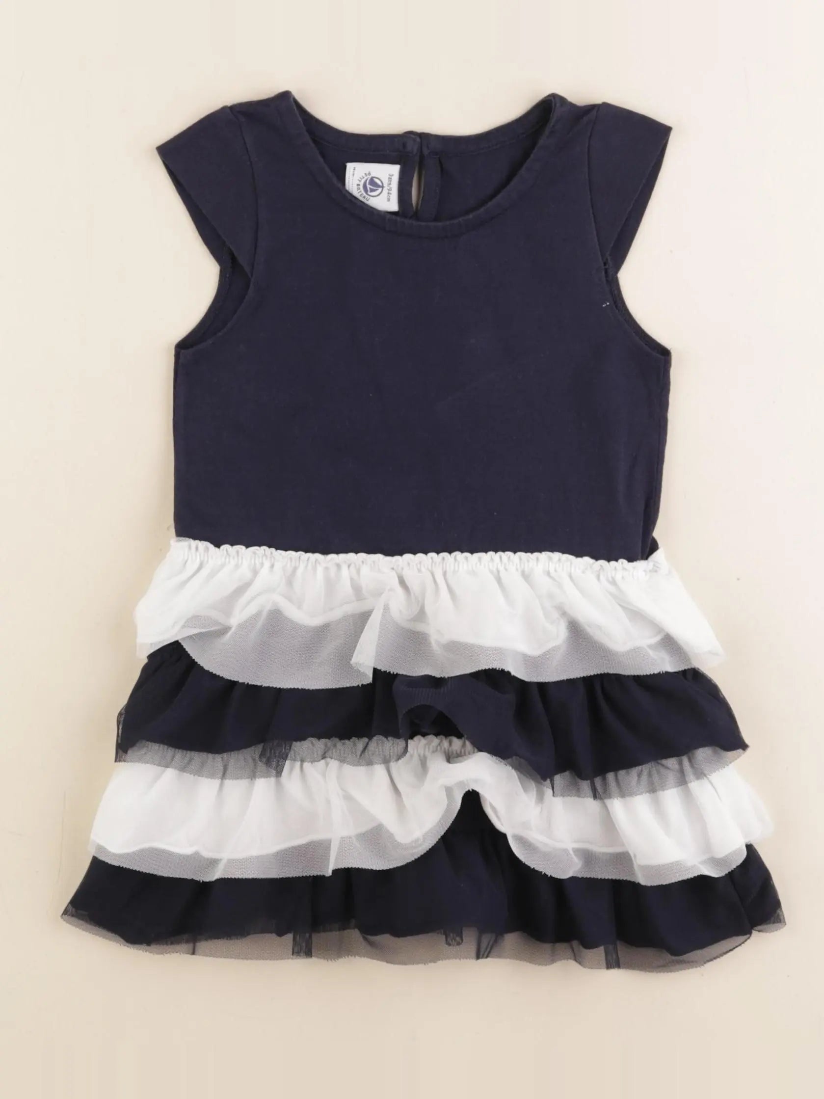 Petit Bateau - robe bleu, blanc - 3 ans
