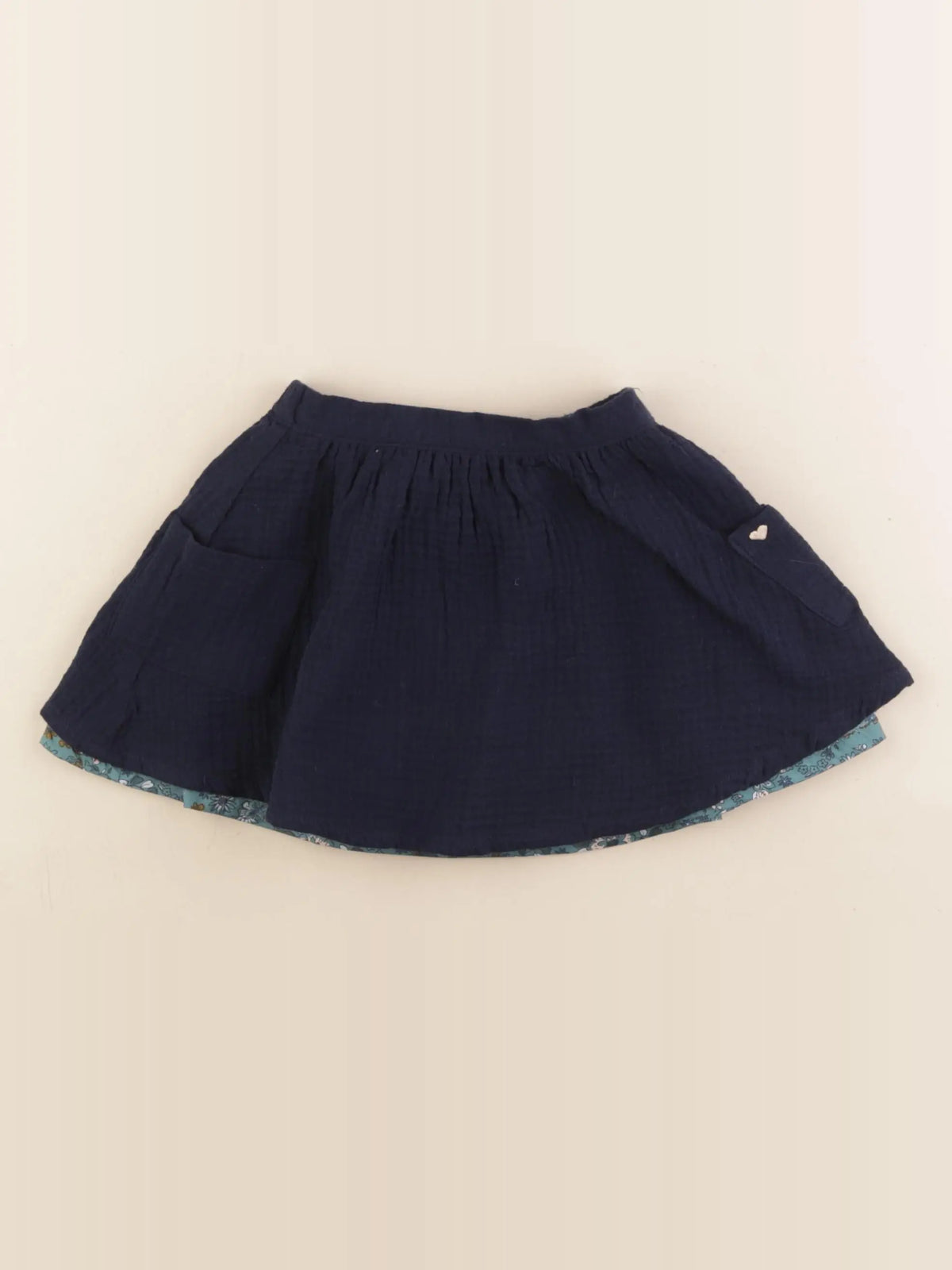 Vertbaudet - jupe réversible bleu - 2 ans