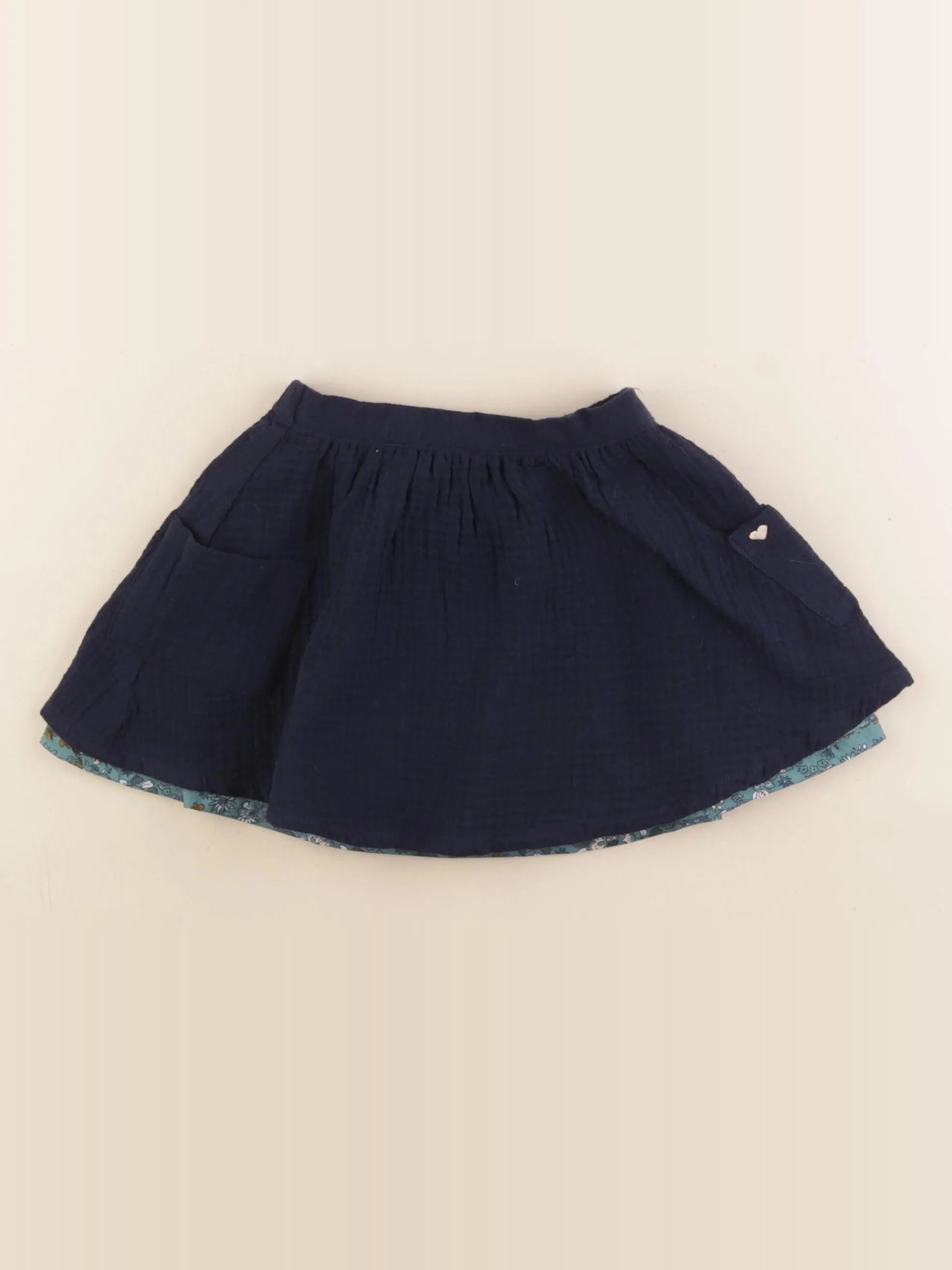Vertbaudet - jupe réversible bleu - 2 ans
