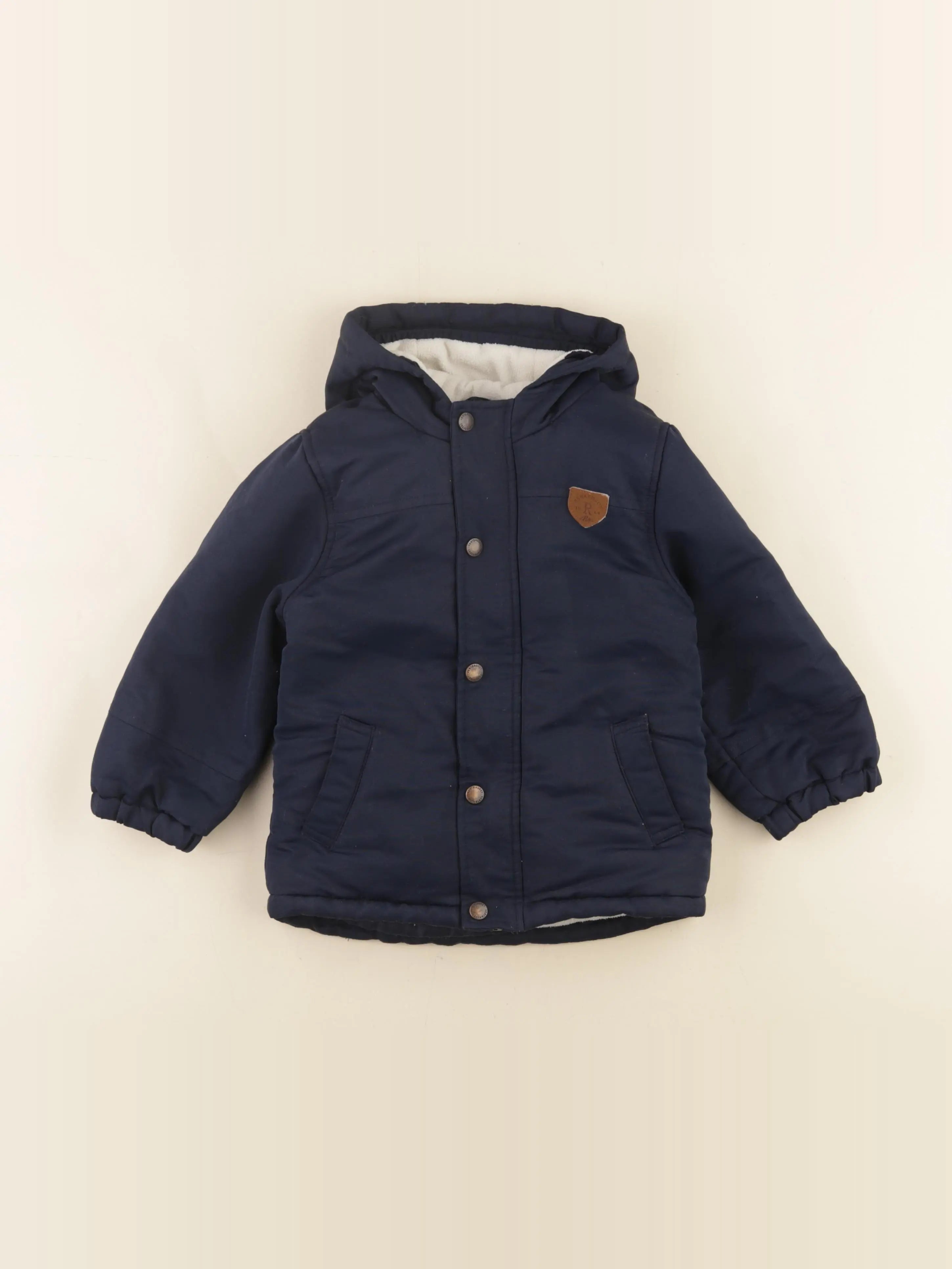 Vertbaudet - manteau doublure amovible bleu - 3 ans