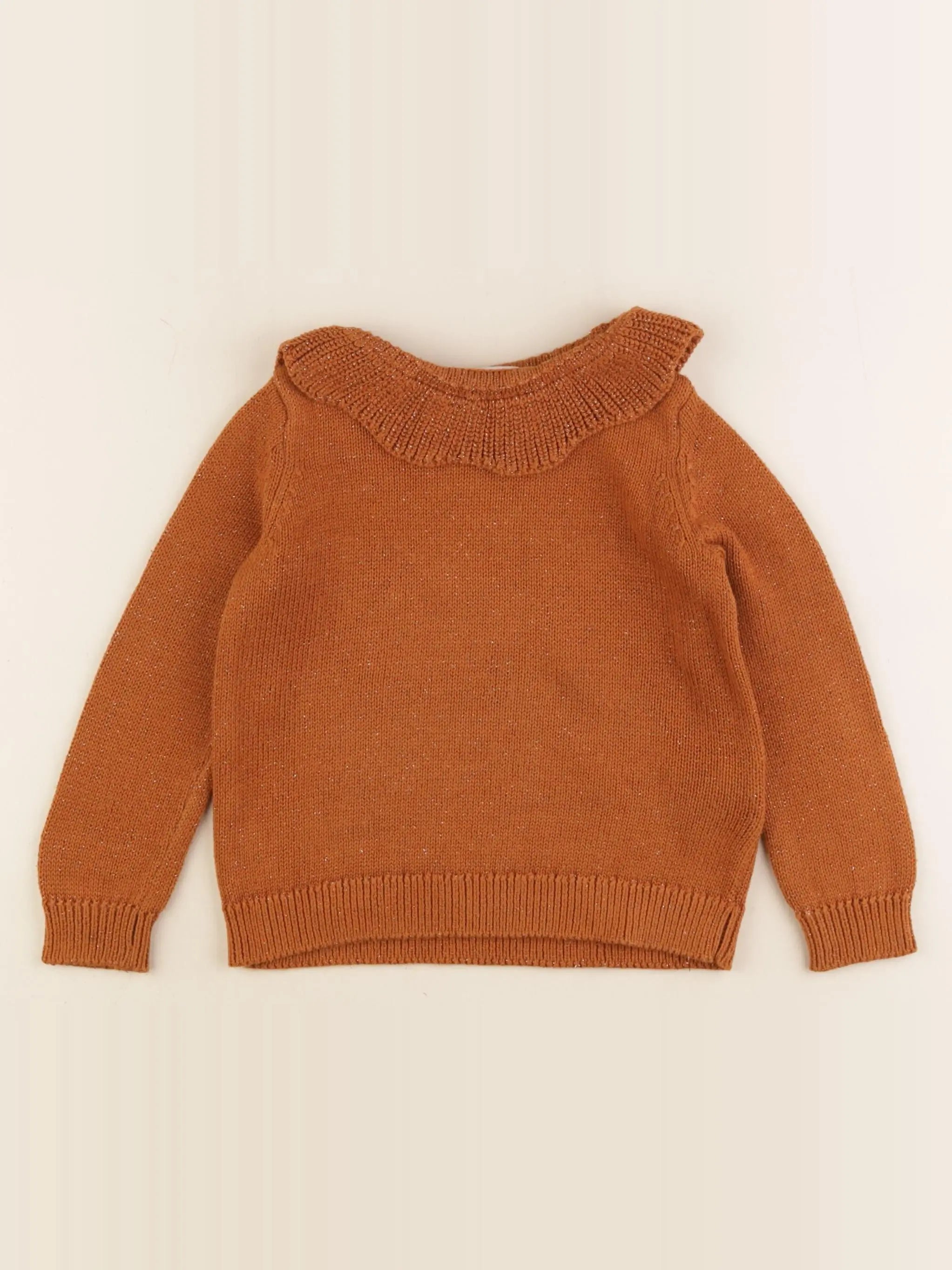 Vertbaudet - pull marron, or - 3 ans