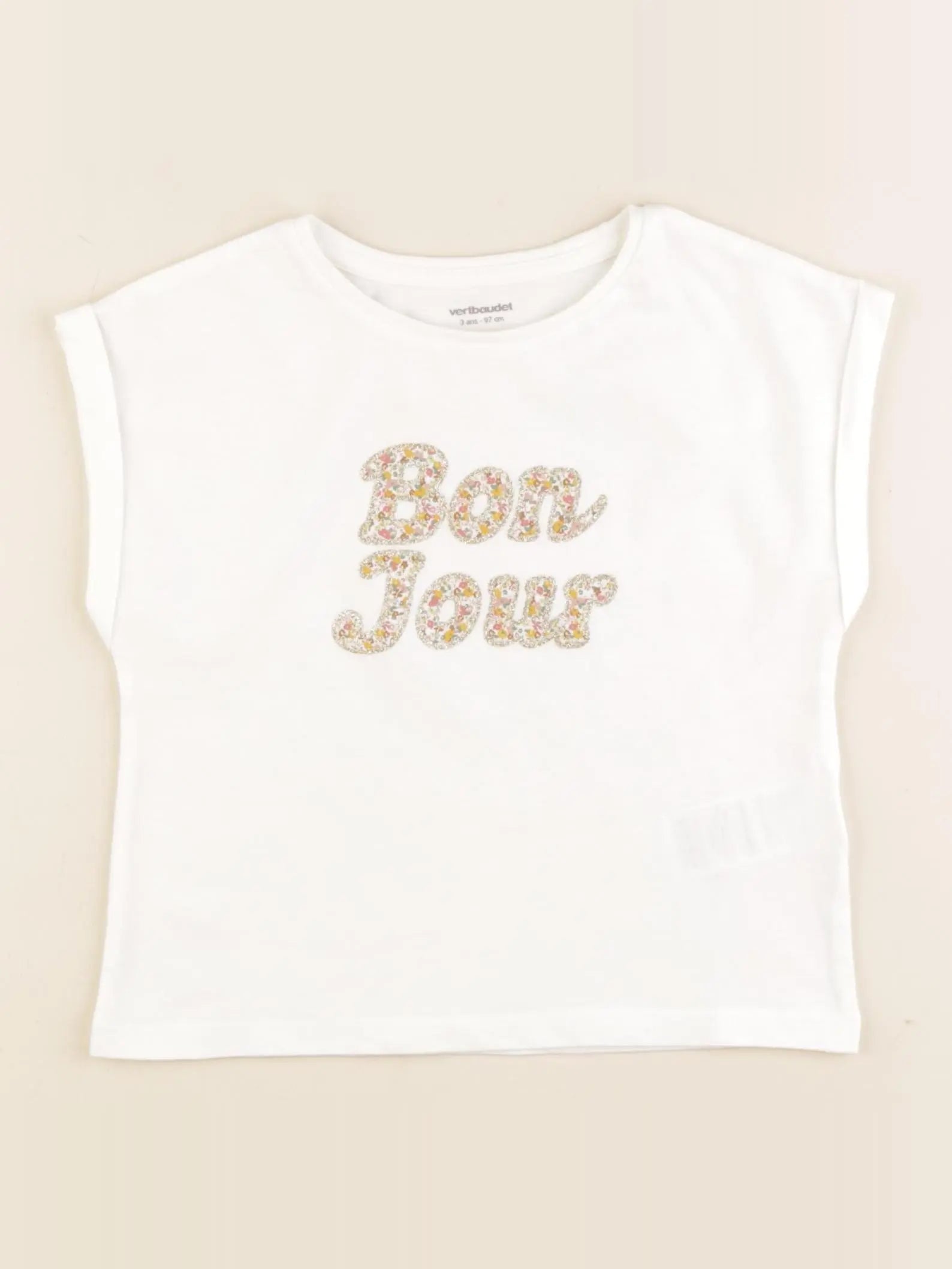 Vertbaudet - tee-shirt beige - 3 ans