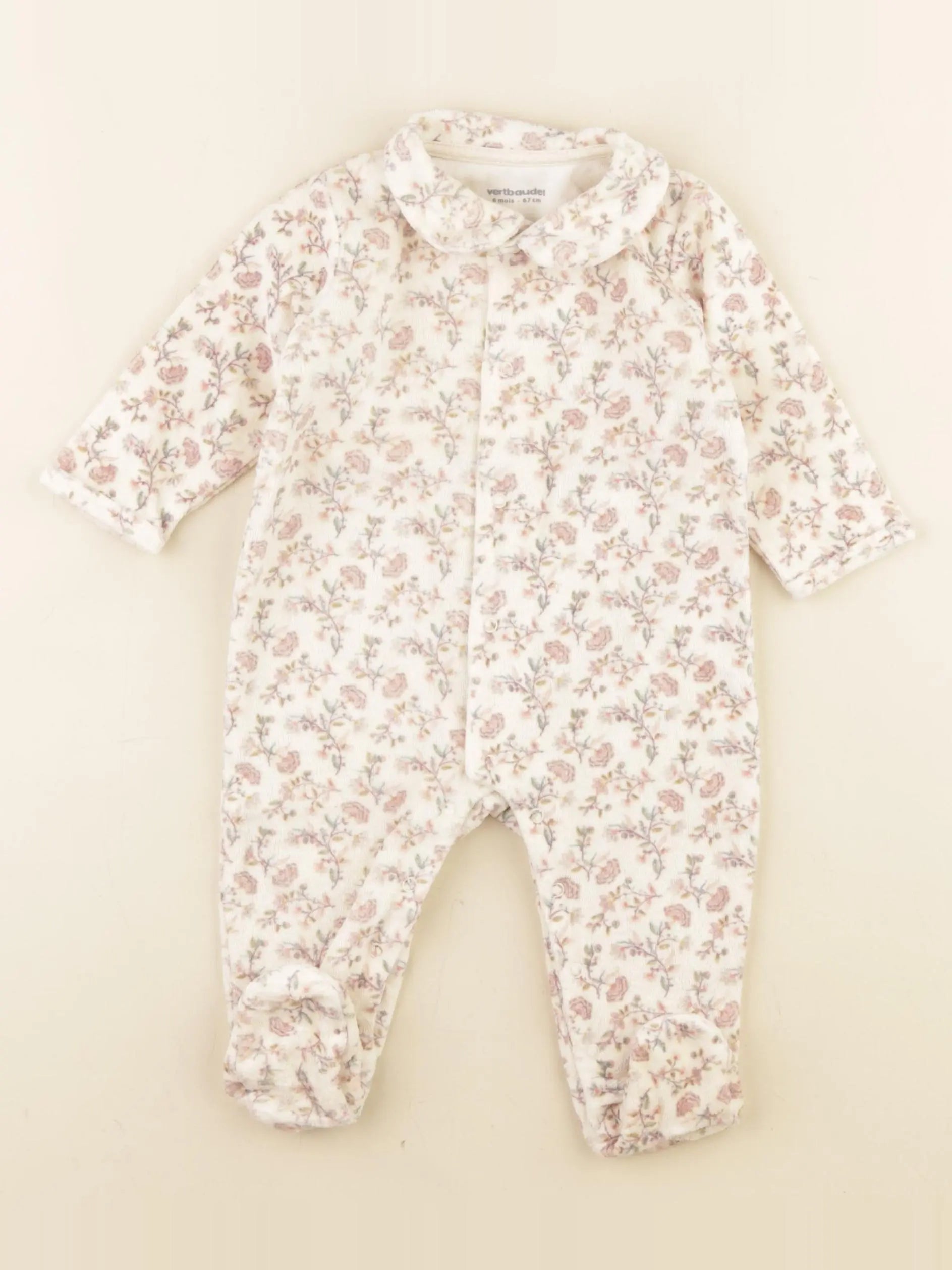 Vertbaudet - pyjama velours multicolore - 6 mois