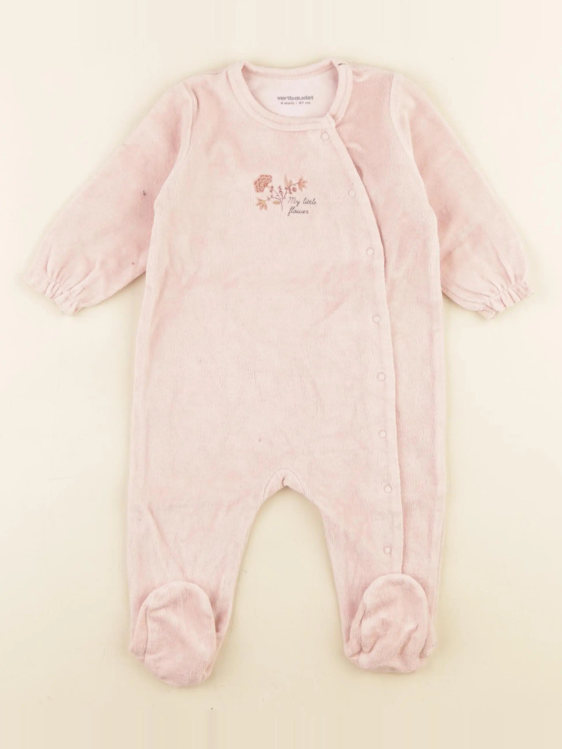 Vertbaudet - pyjama velours rose - 6 mois