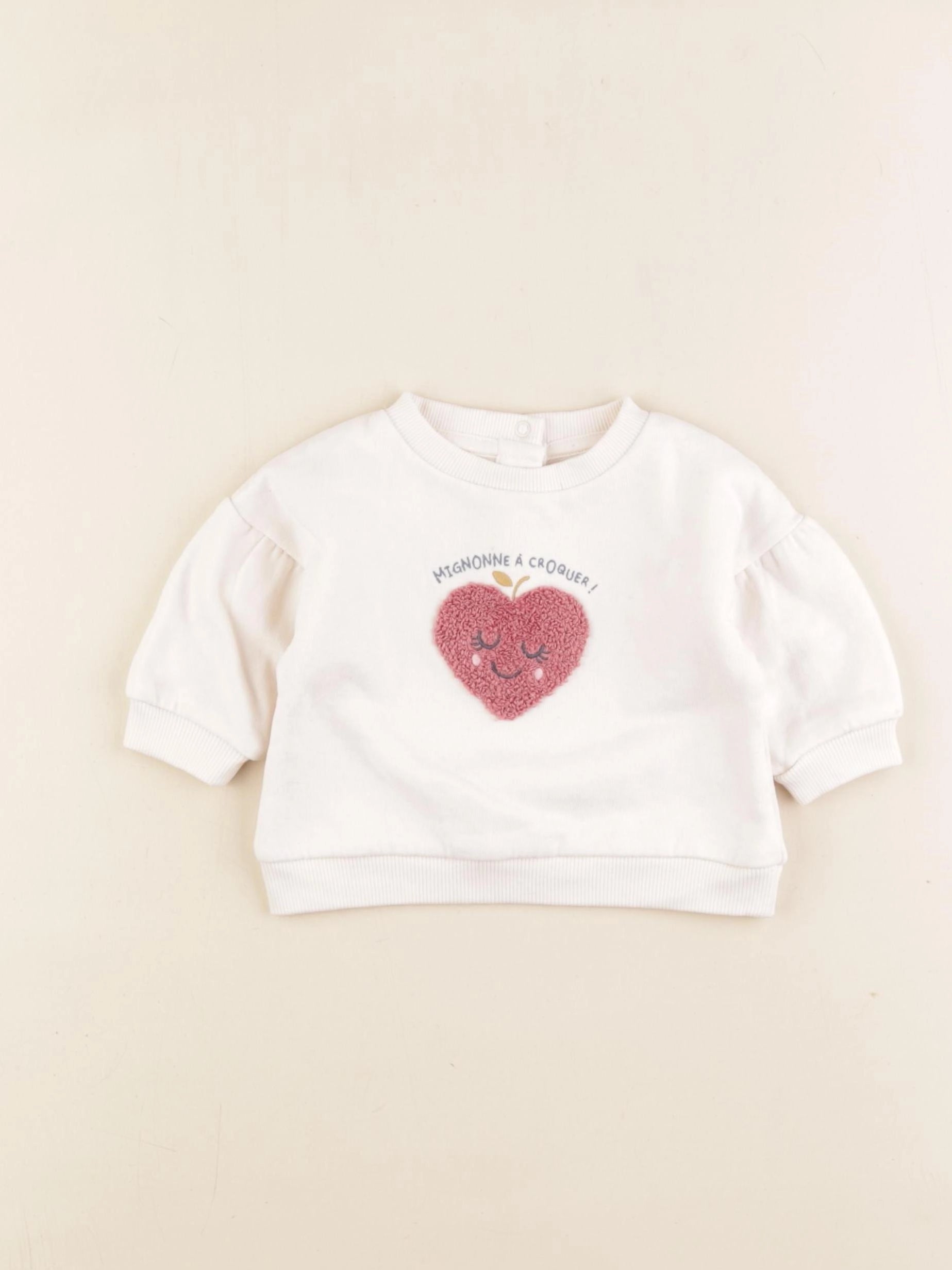 Vertbaudet - sweat beige - 3 mois