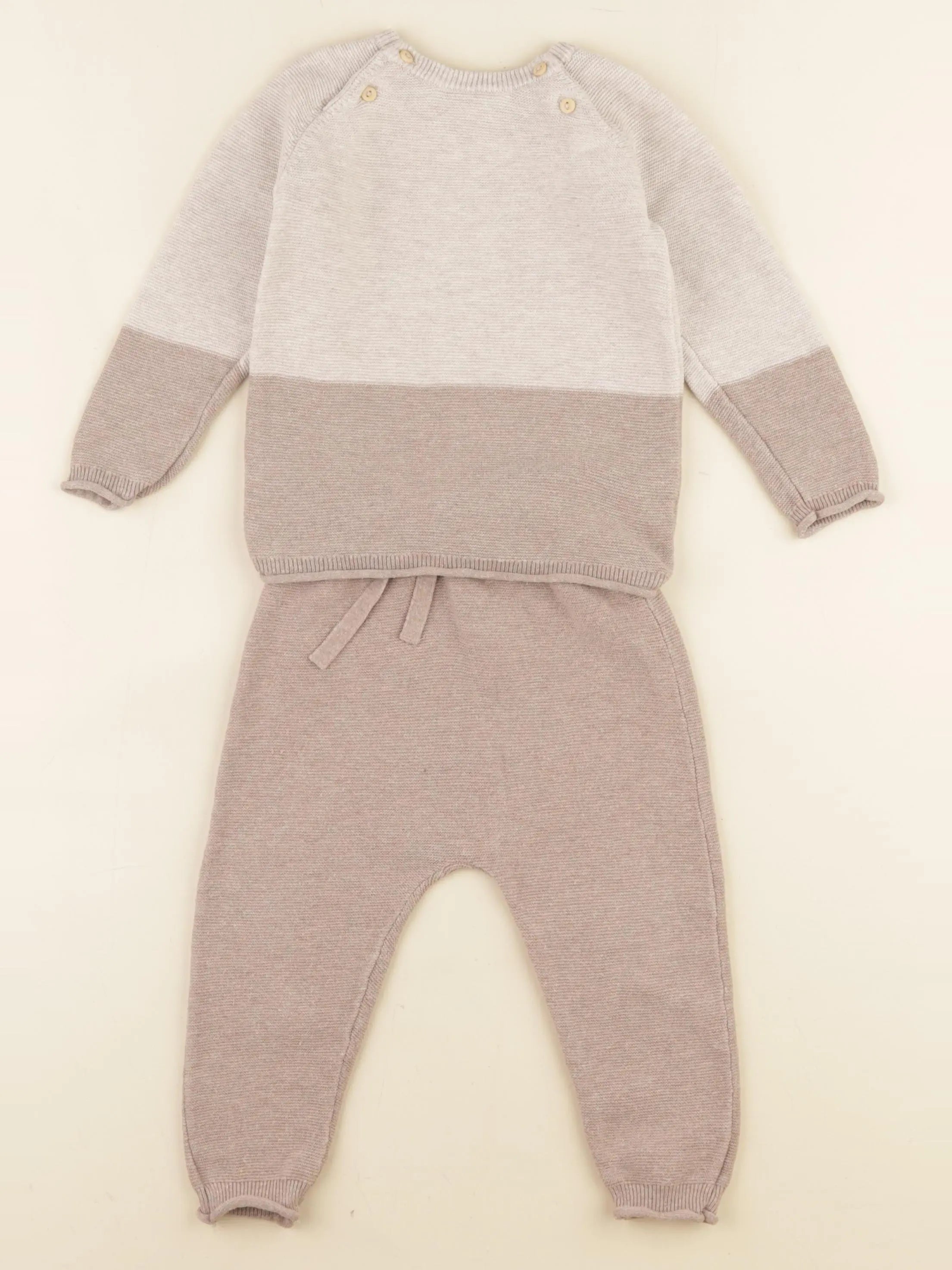 H&M - ensemble beige, marron - 9/12 mois