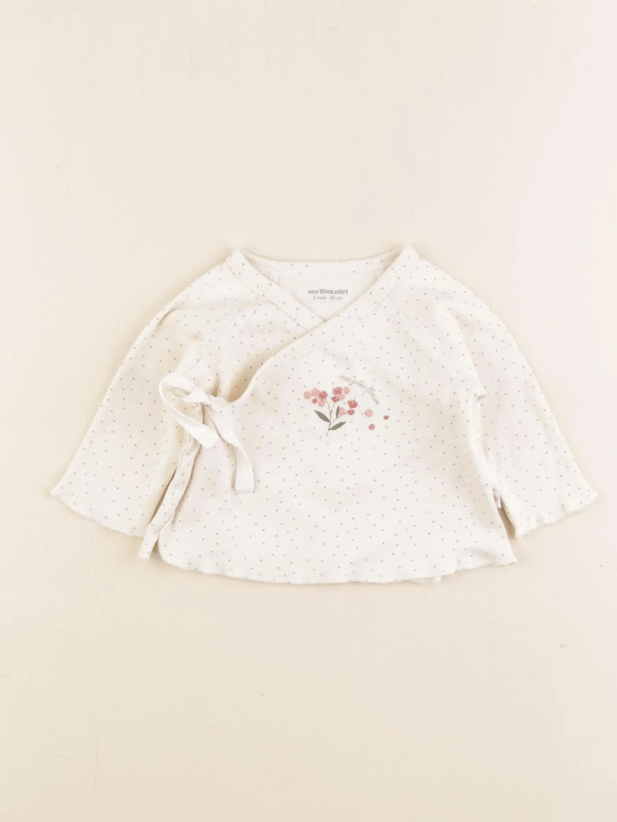 Vertbaudet - tee-shirt beige, rouge - 3 mois