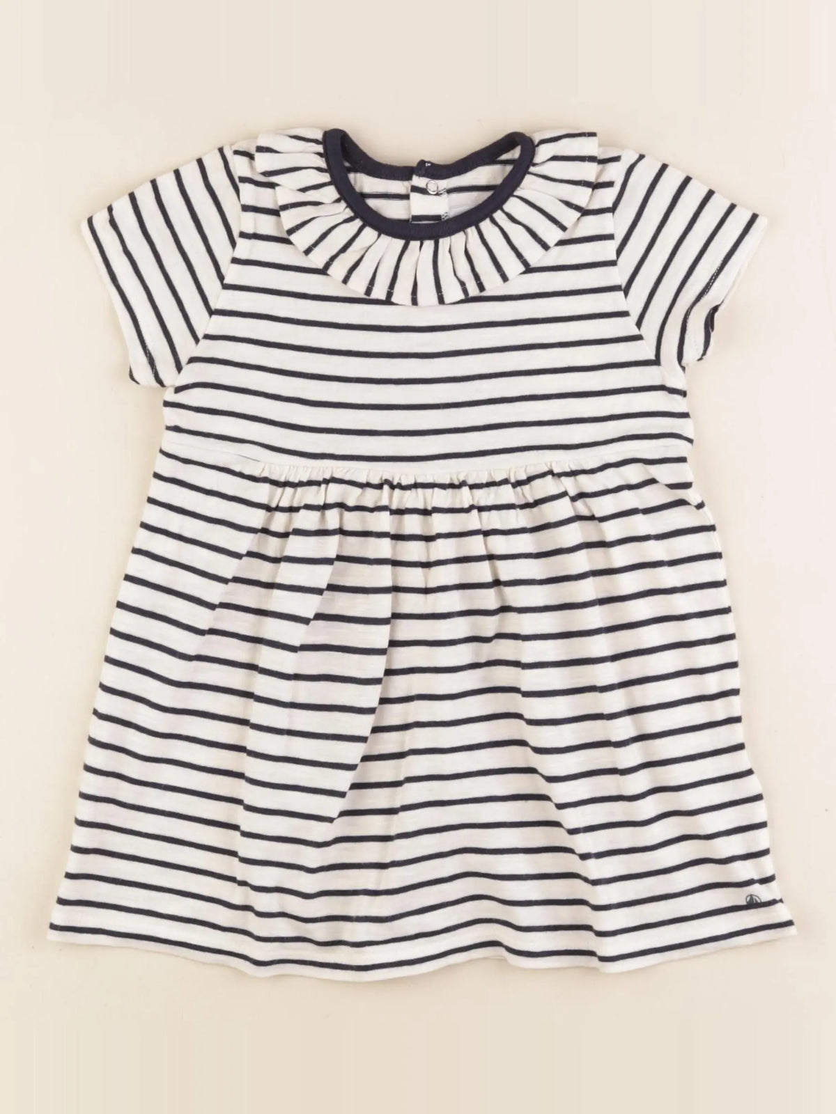 Petit Bateau - robe blanc, bleu - 24 mois