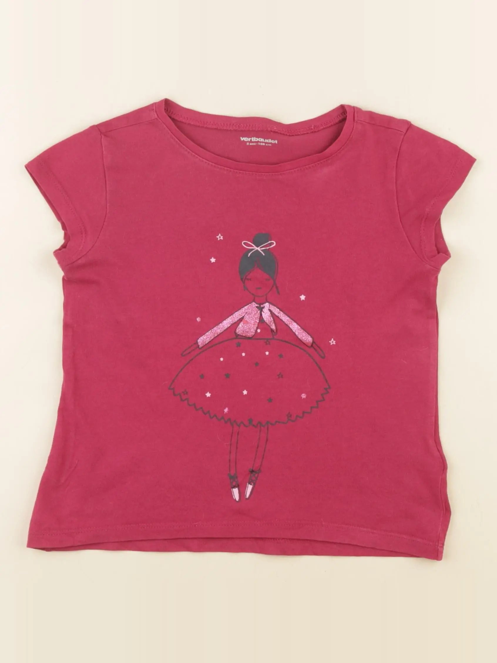 Vertbaudet - tee-shirt rouge - 5 ans