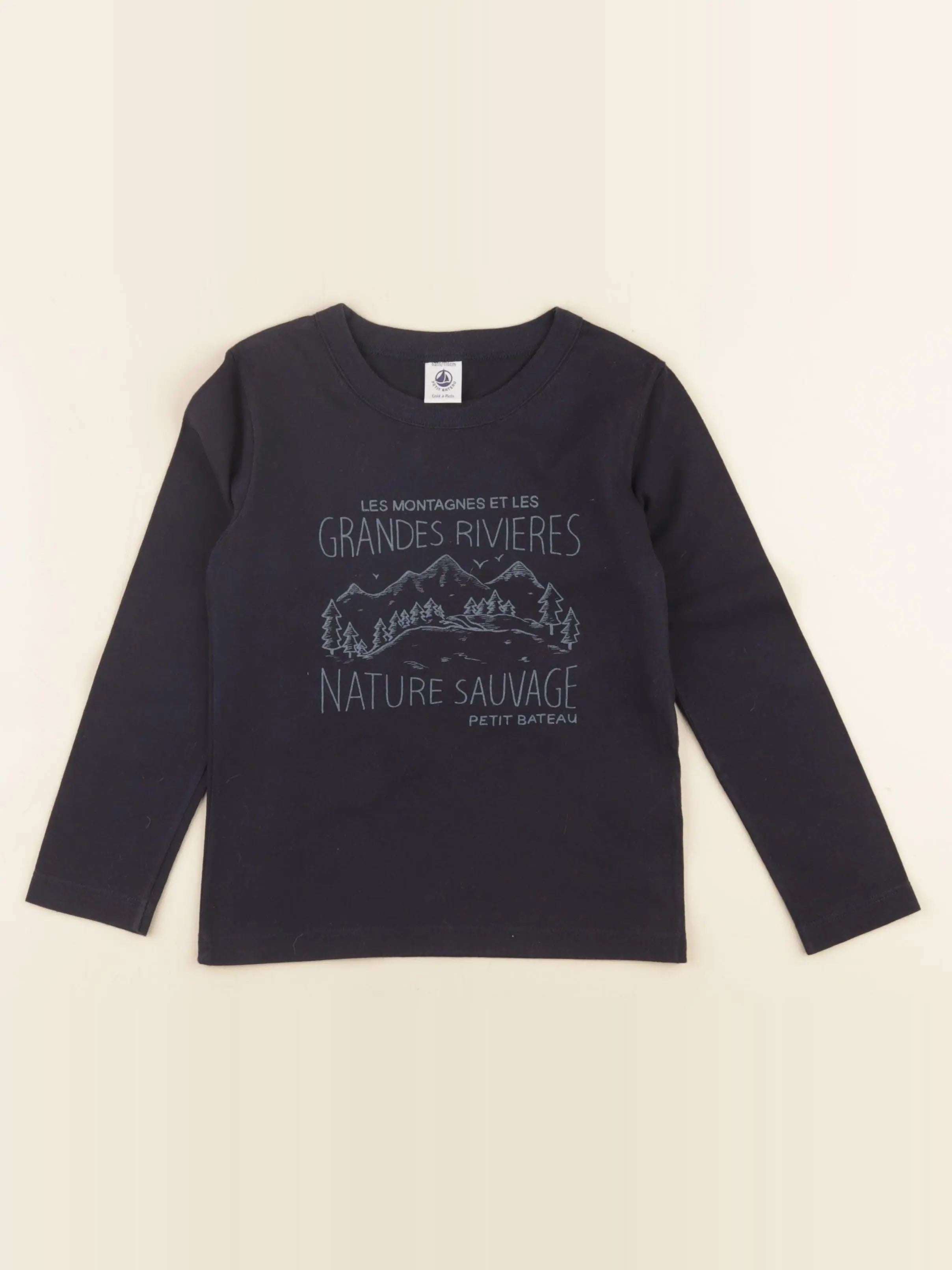 Petit Bateau - tee-shirt bleu - 6 ans