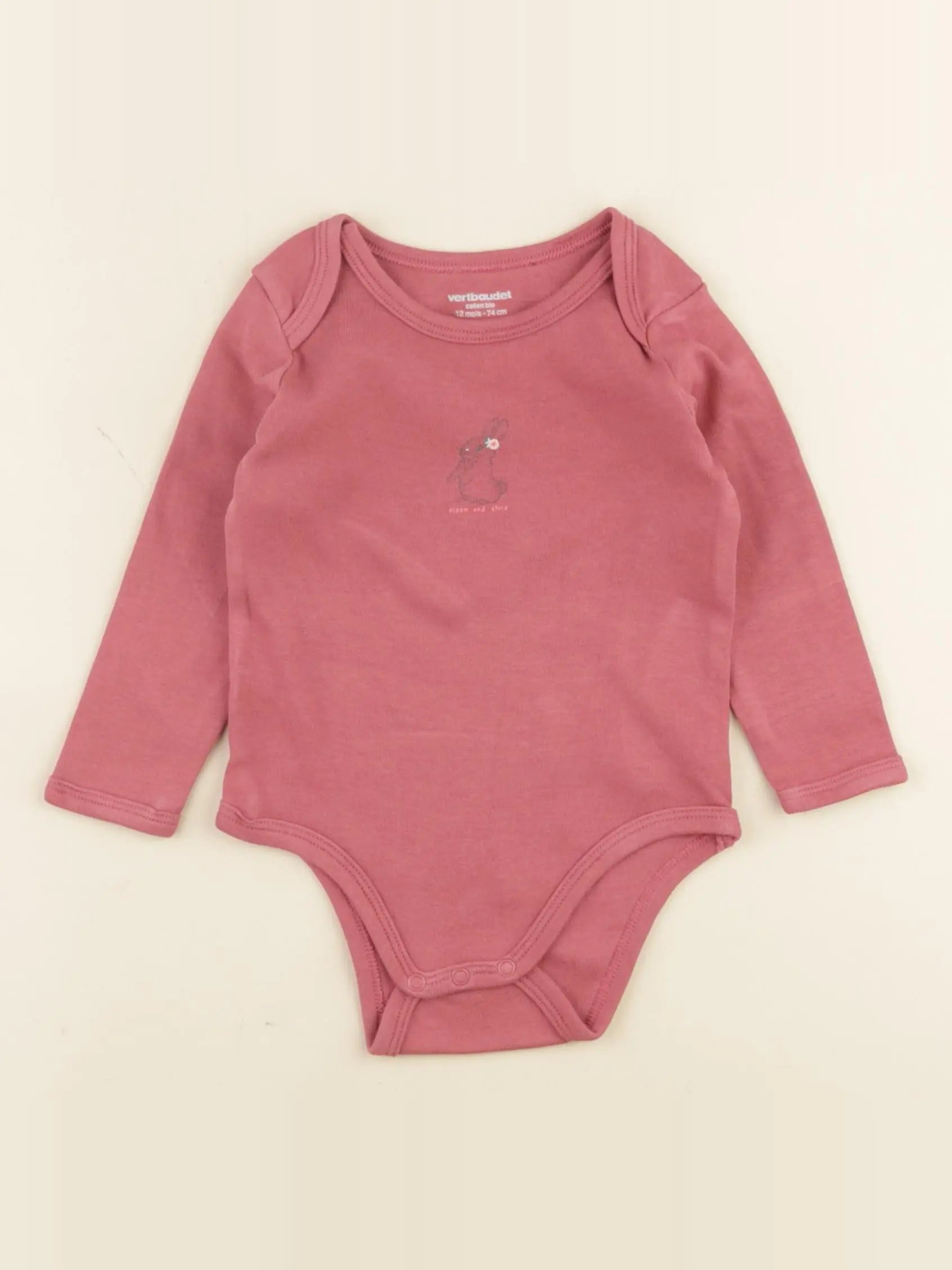 Vertbaudet - body rose - 12 mois
