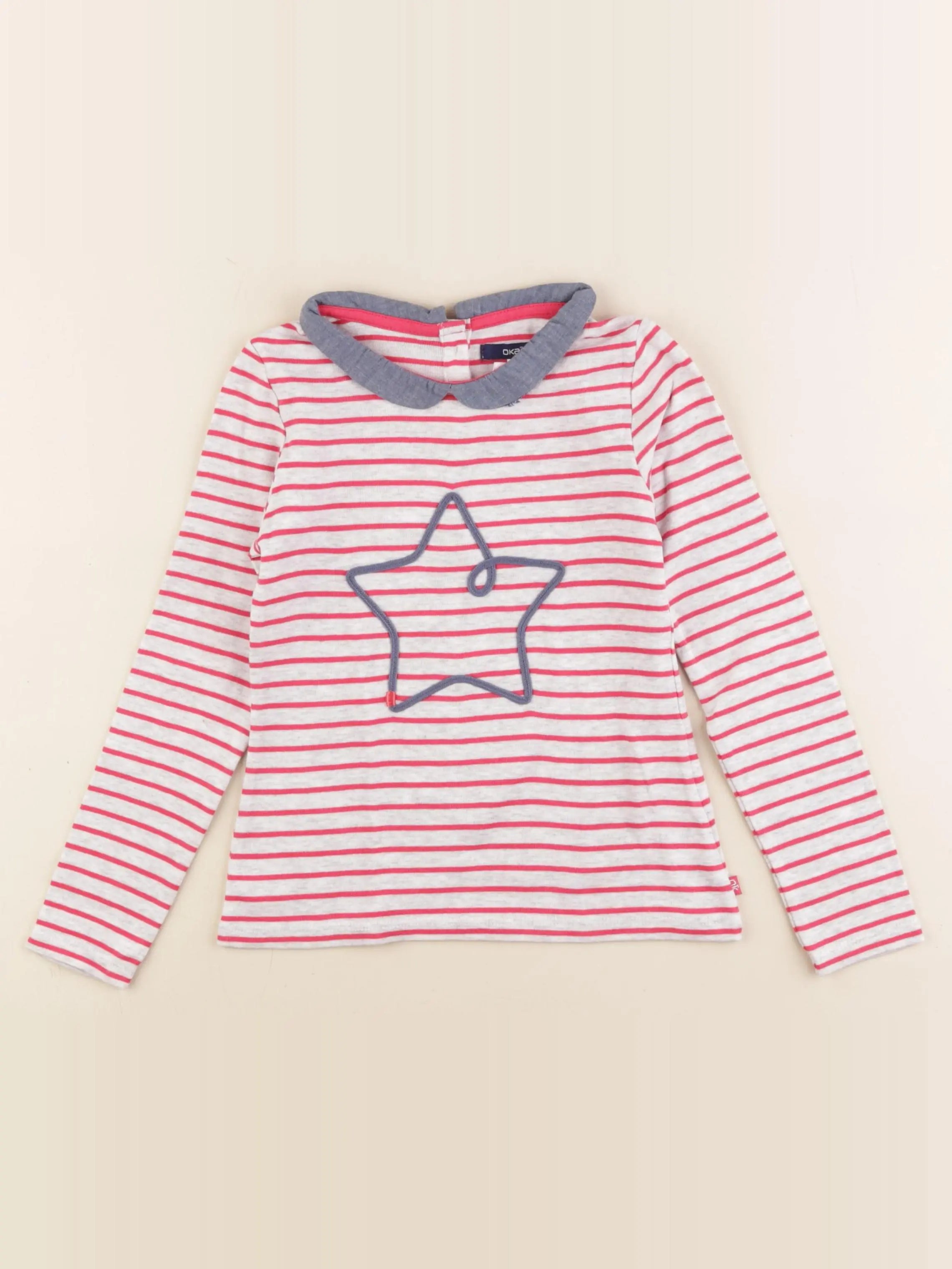Okaidi - tee-shirt gris, rouge - 6 ans