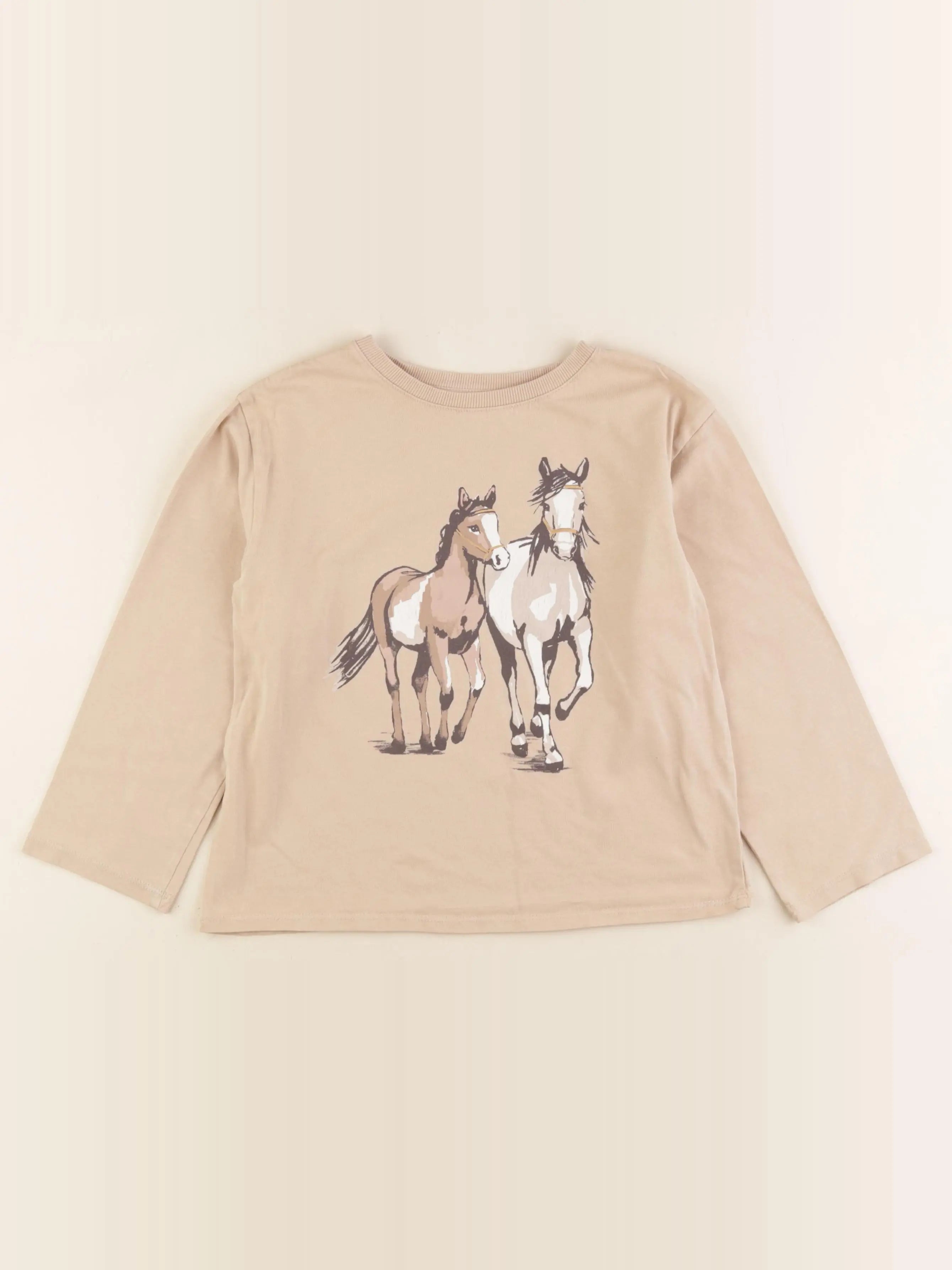 H&M - tee-shirt beige - 6/8 ans