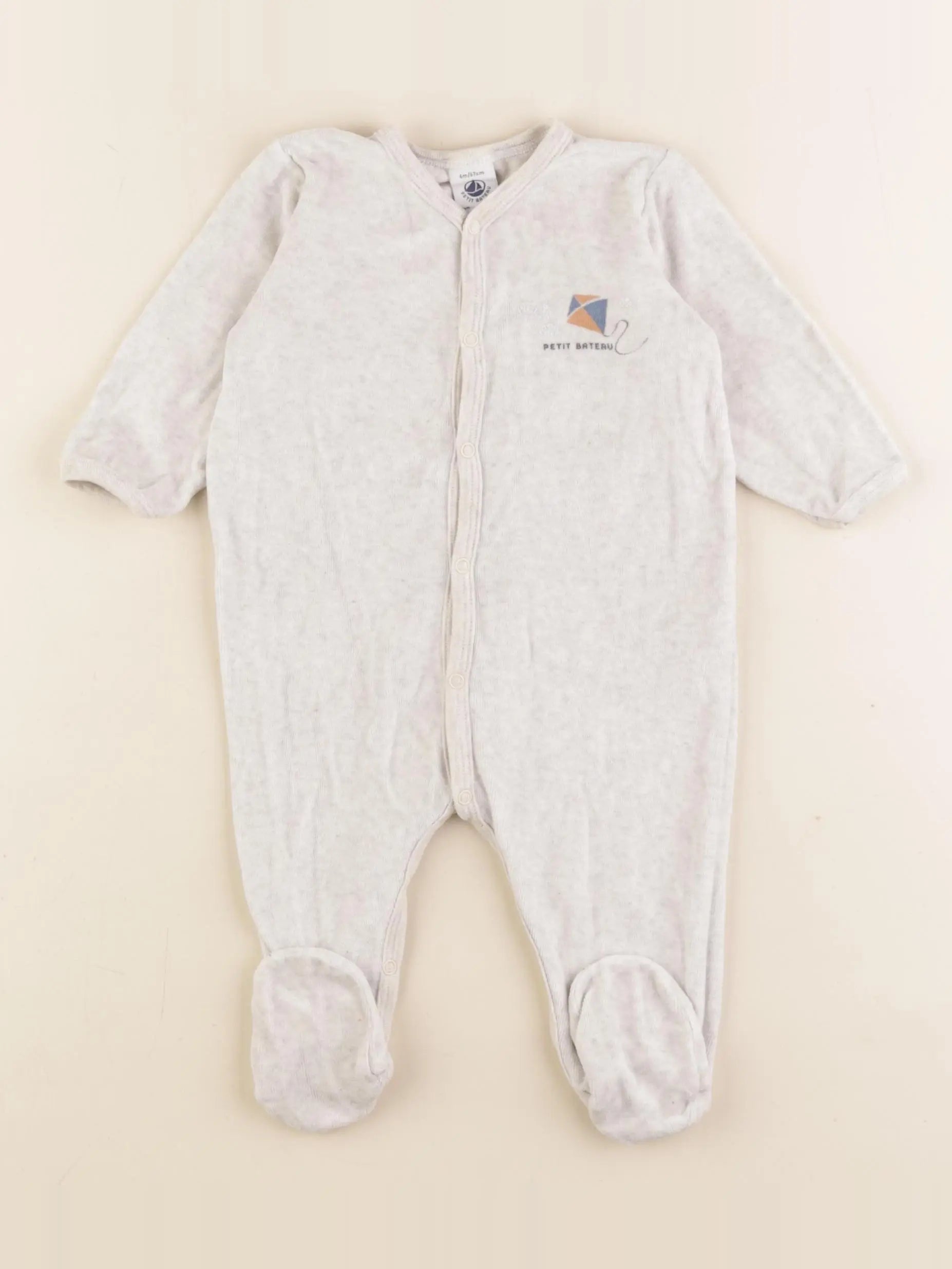 Petit Bateau - pyjama velours beige - 6 mois