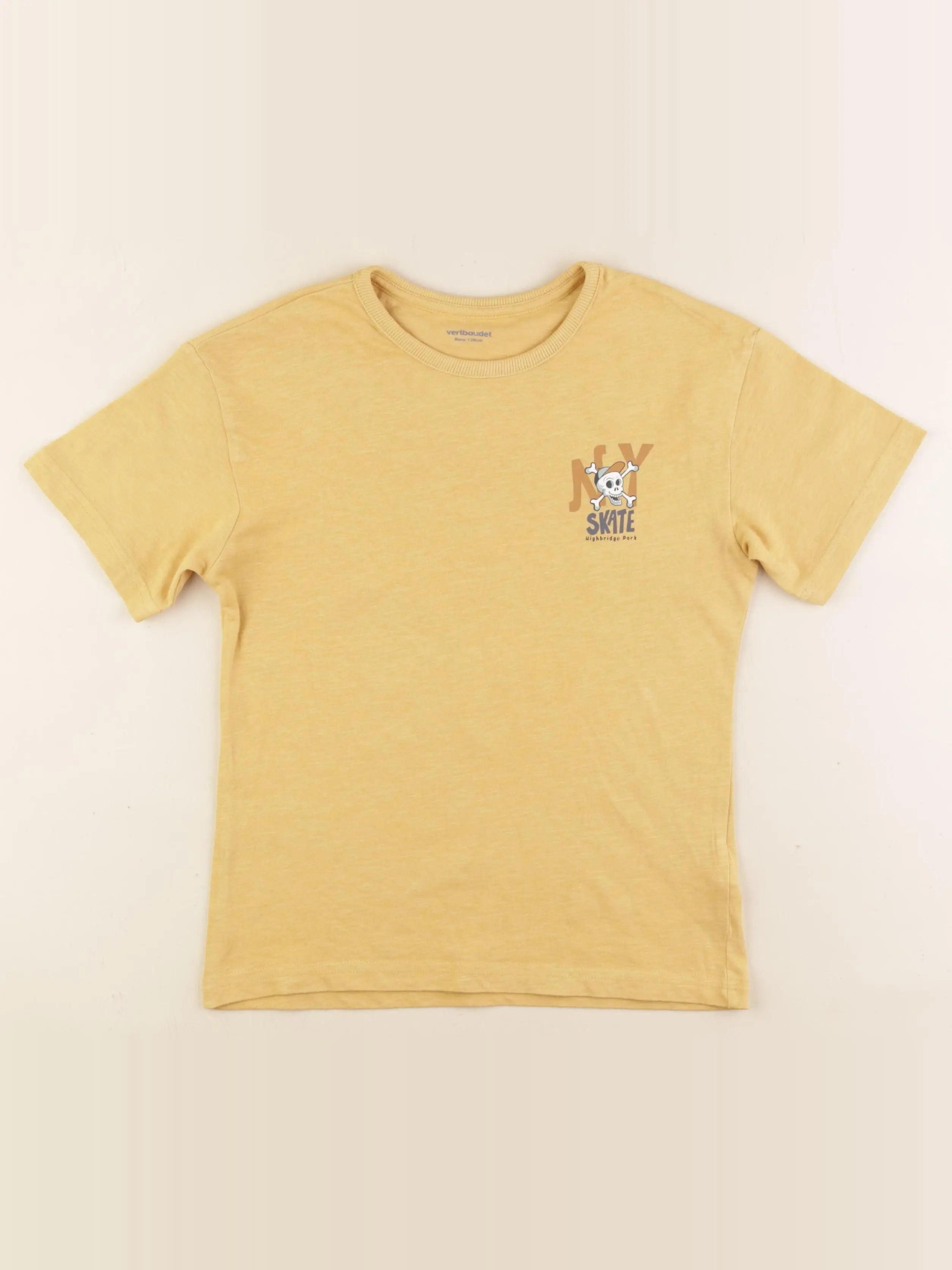 Vertbaudet - tee-shirt imprimé au dos jaune - 8 ans