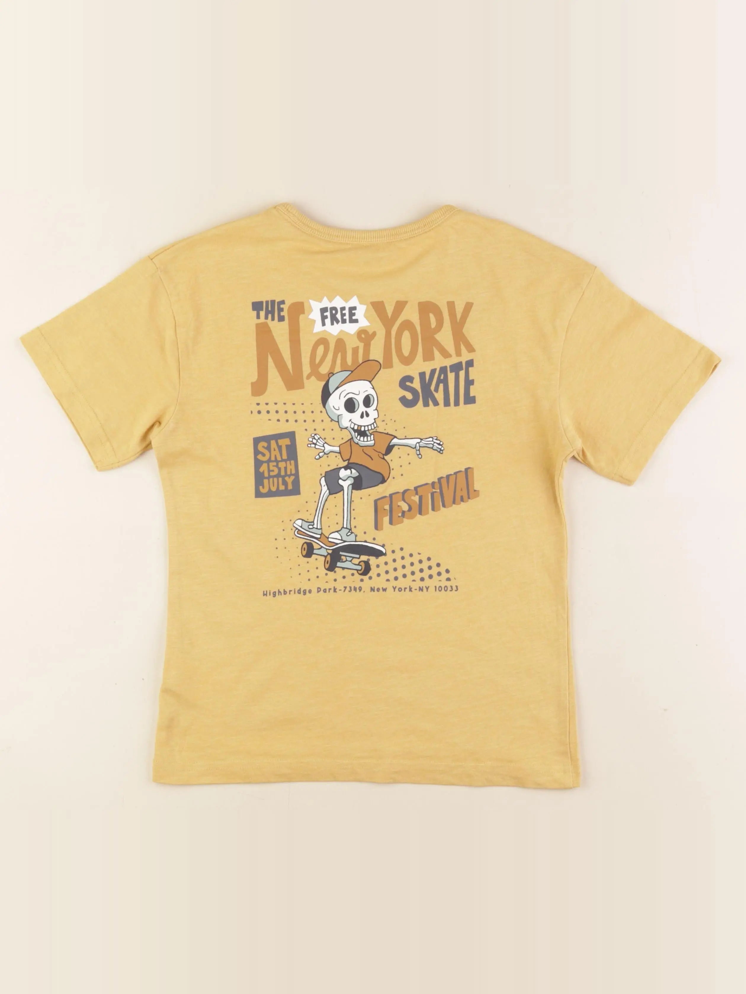 Vertbaudet - tee-shirt imprimé au dos jaune - 8 ans