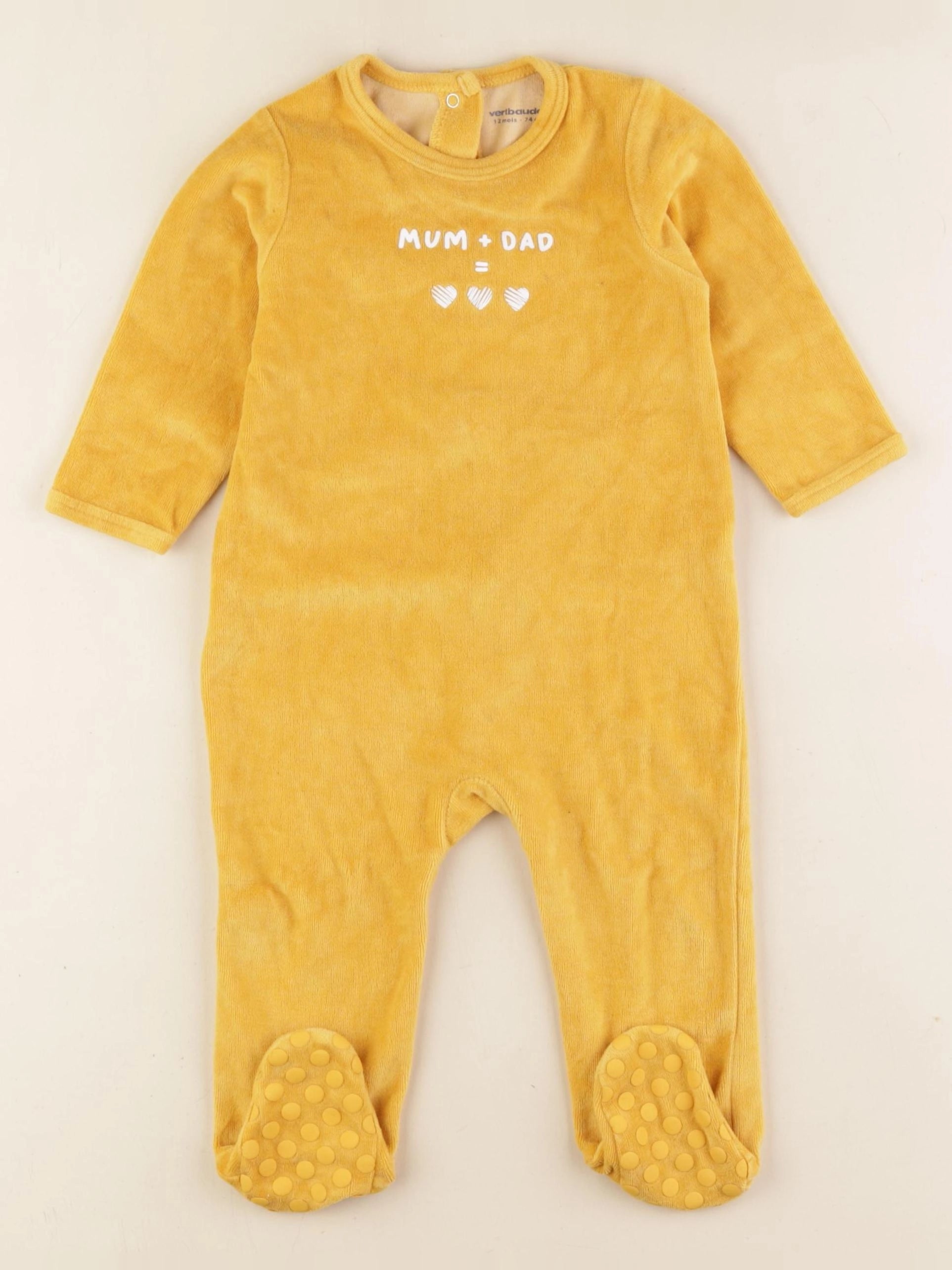 Vertbaudet - pyjama velours jaune - 12 mois